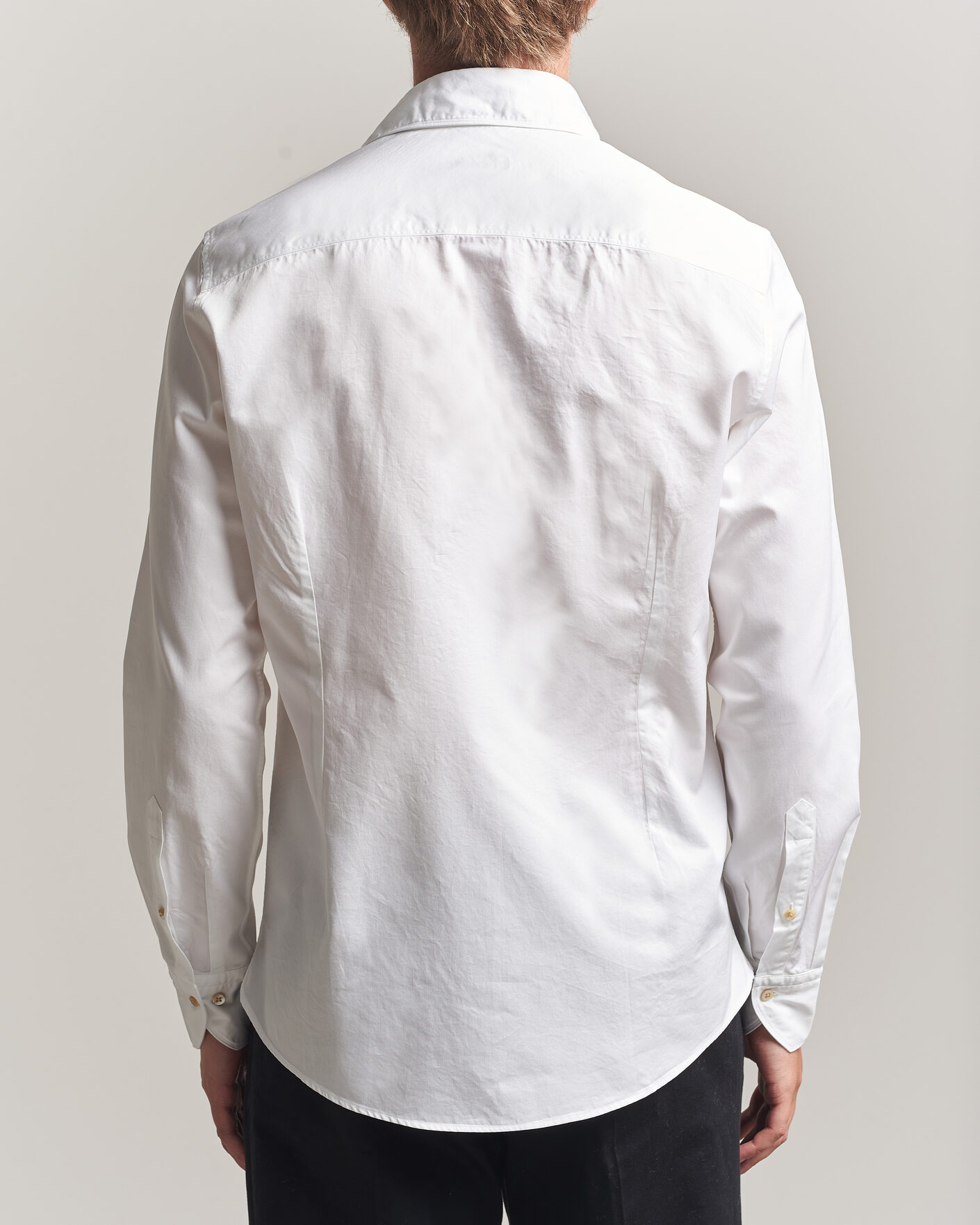 Mies | Kauluspaidat | Stenströms | Slimline Washed Cotton Twill Cut Away Shirt White
