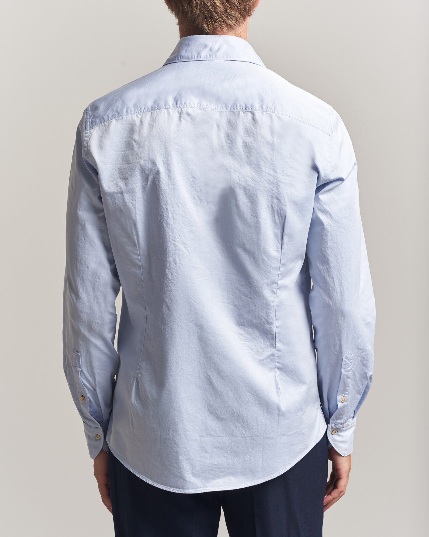 Mies | Kauluspaidat | Stenströms | Slimline Washed Cotton Twill Cut Away Shirt Blue