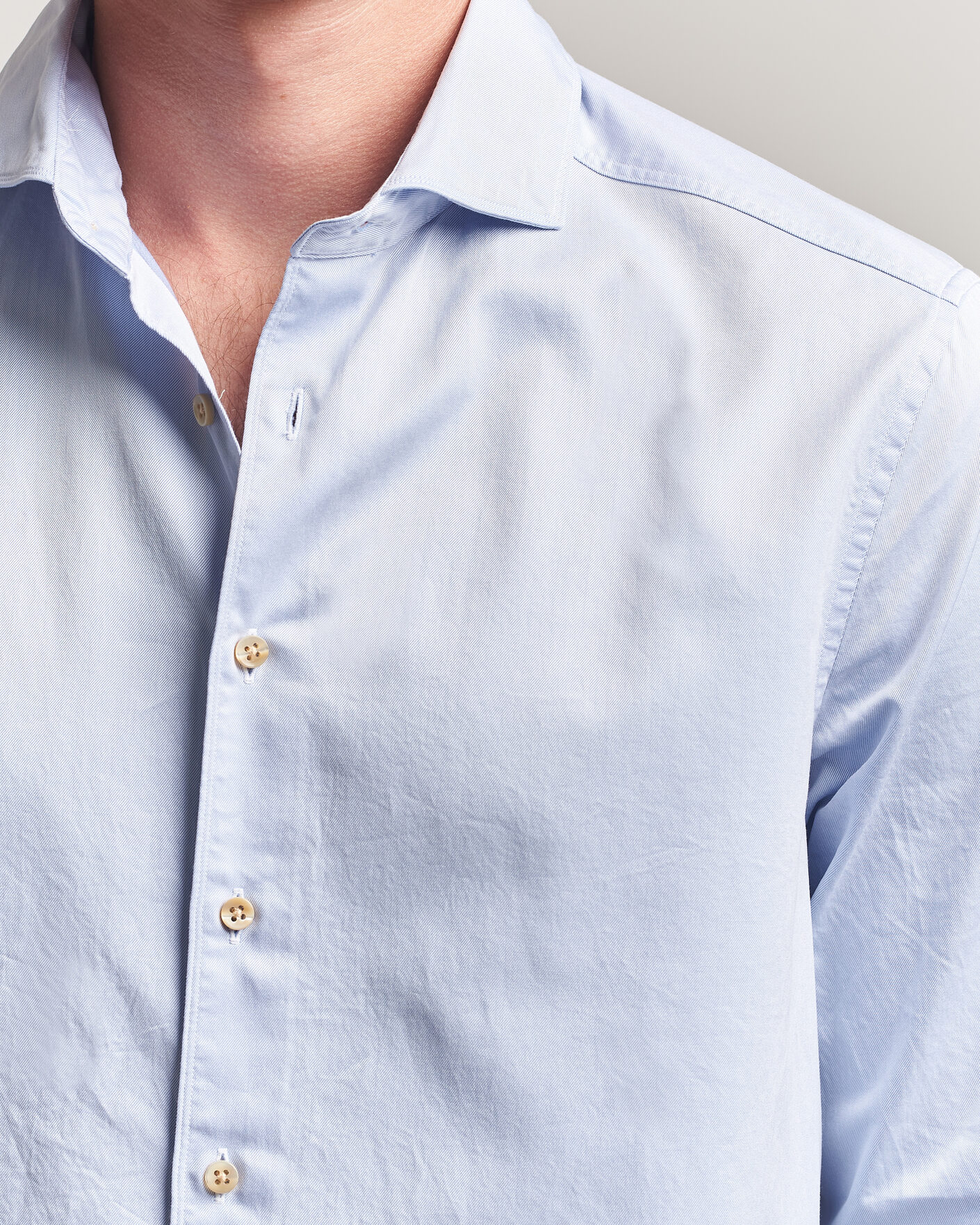 Mies | Kauluspaidat | Stenströms | Slimline Washed Cotton Twill Cut Away Shirt Blue