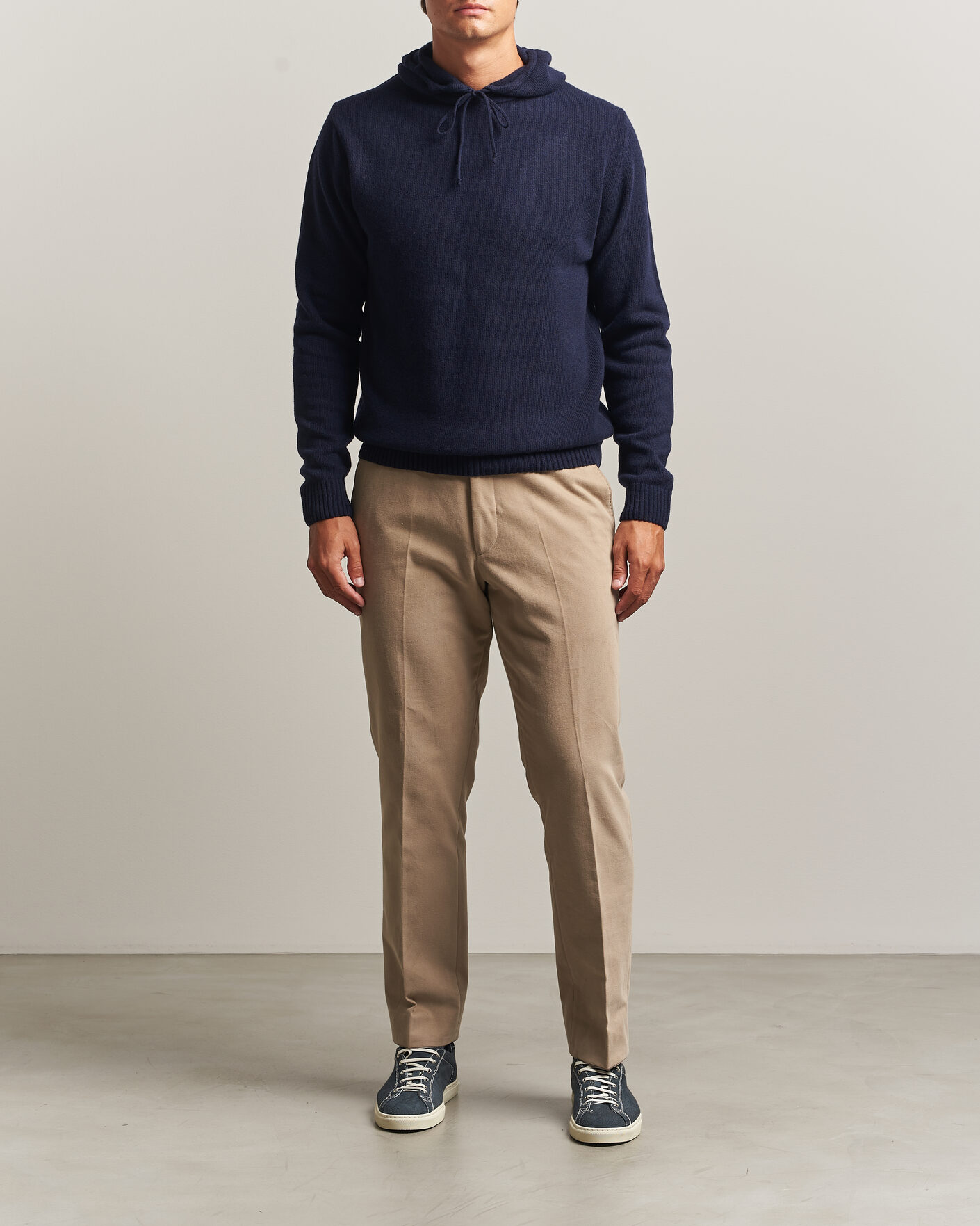 Mies | Puserot | Stenströms | Brushed Merino Hood Navy