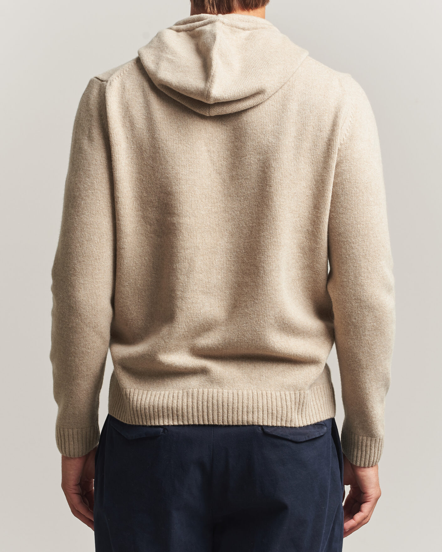 Mies | Puserot | Stenströms | Brushed Merino Hood Beige