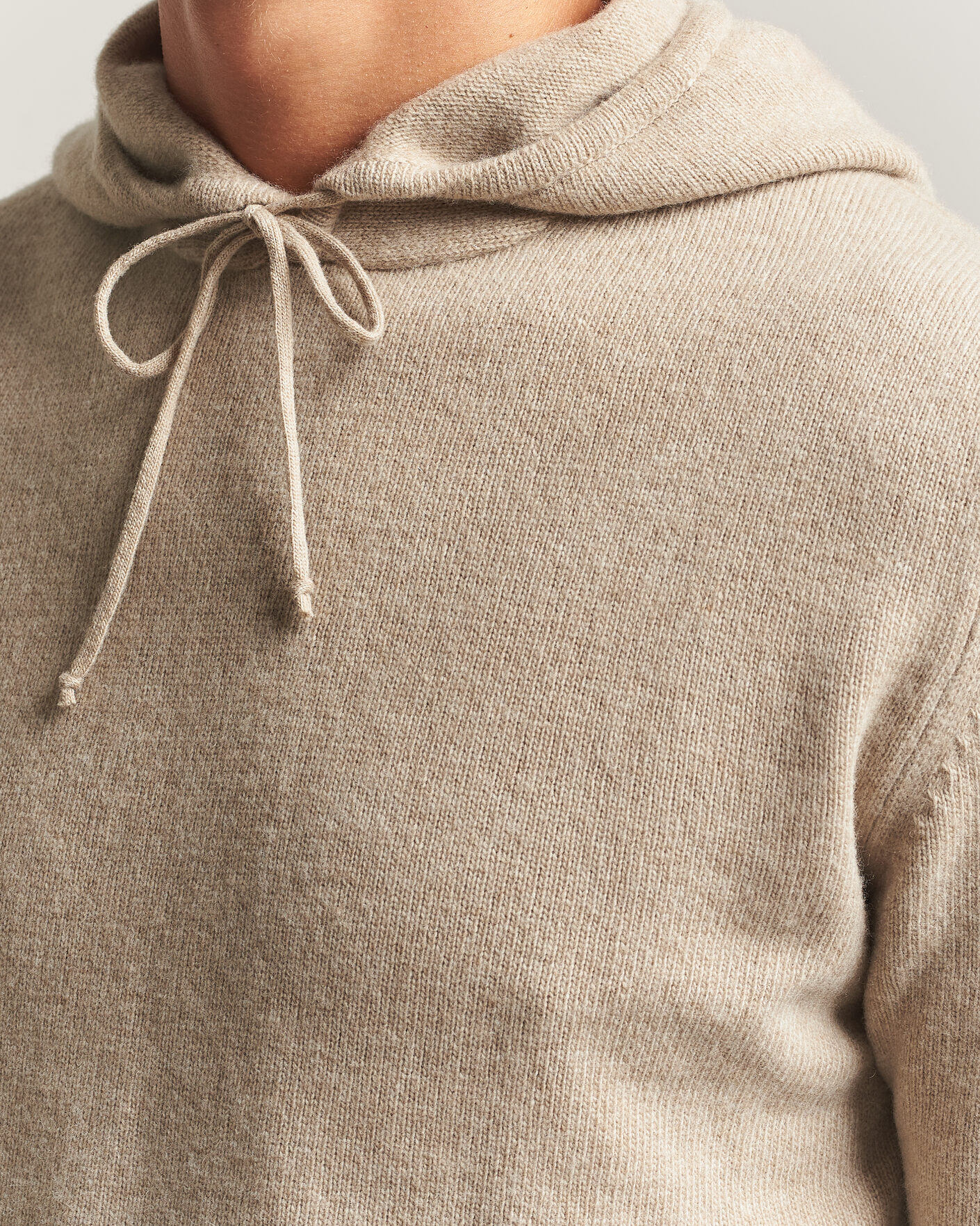 Mies | Puserot | Stenströms | Brushed Merino Hood Beige