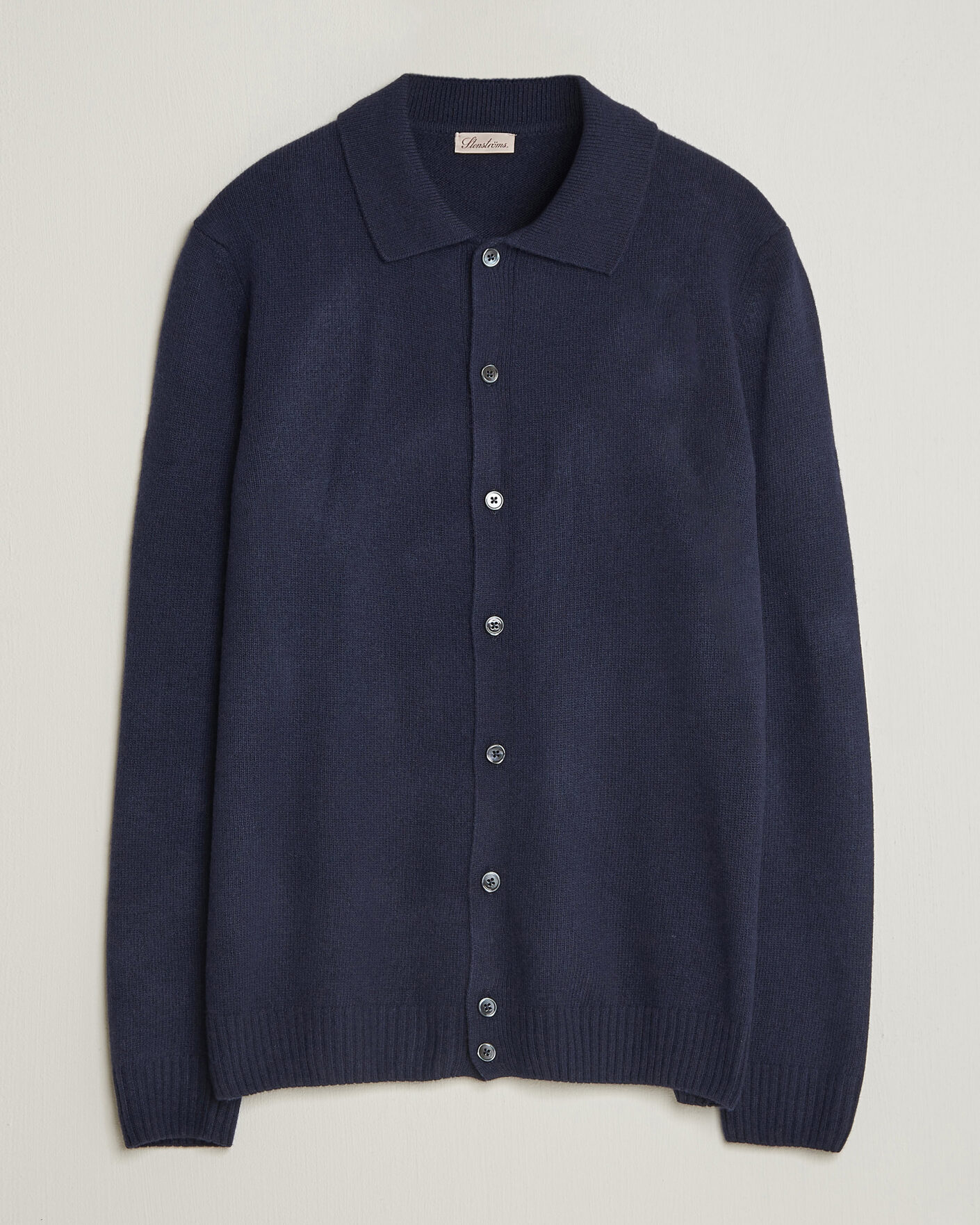Mies | Puserot | Stenströms | Brushed Merino Polo Cardigan Navy
