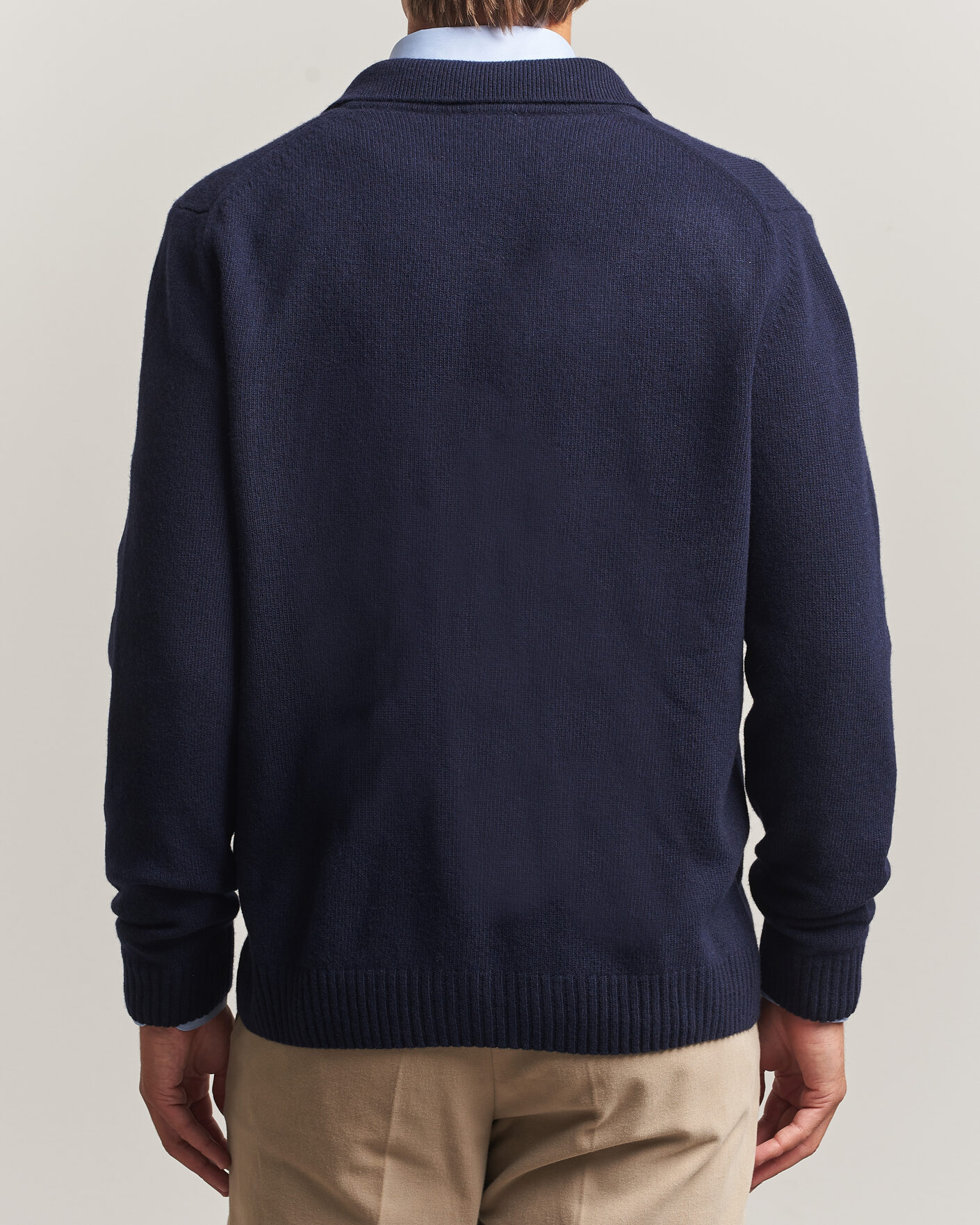 Mies | Puserot | Stenströms | Brushed Merino Polo Cardigan Navy