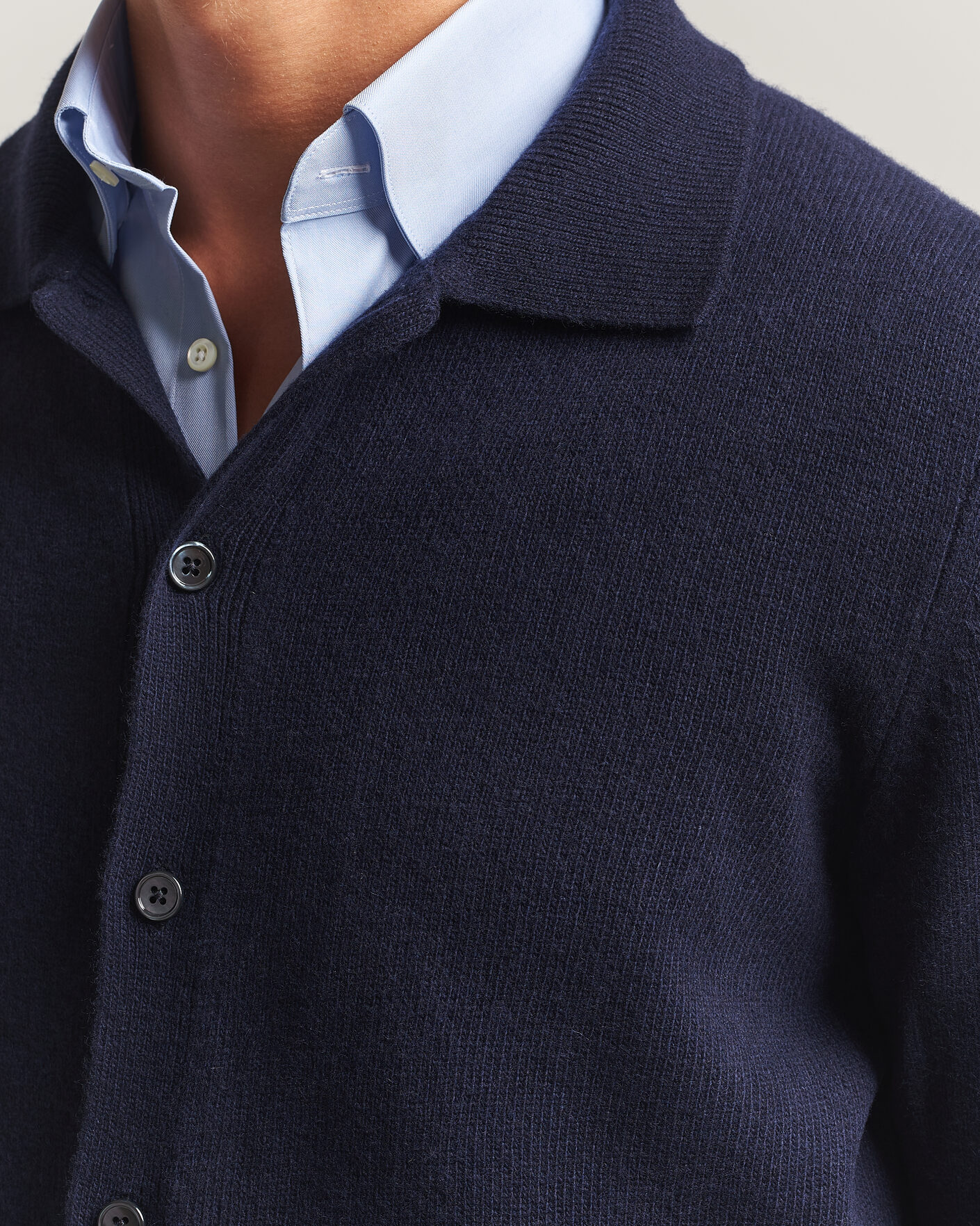 Mies | Puserot | Stenströms | Brushed Merino Polo Cardigan Navy