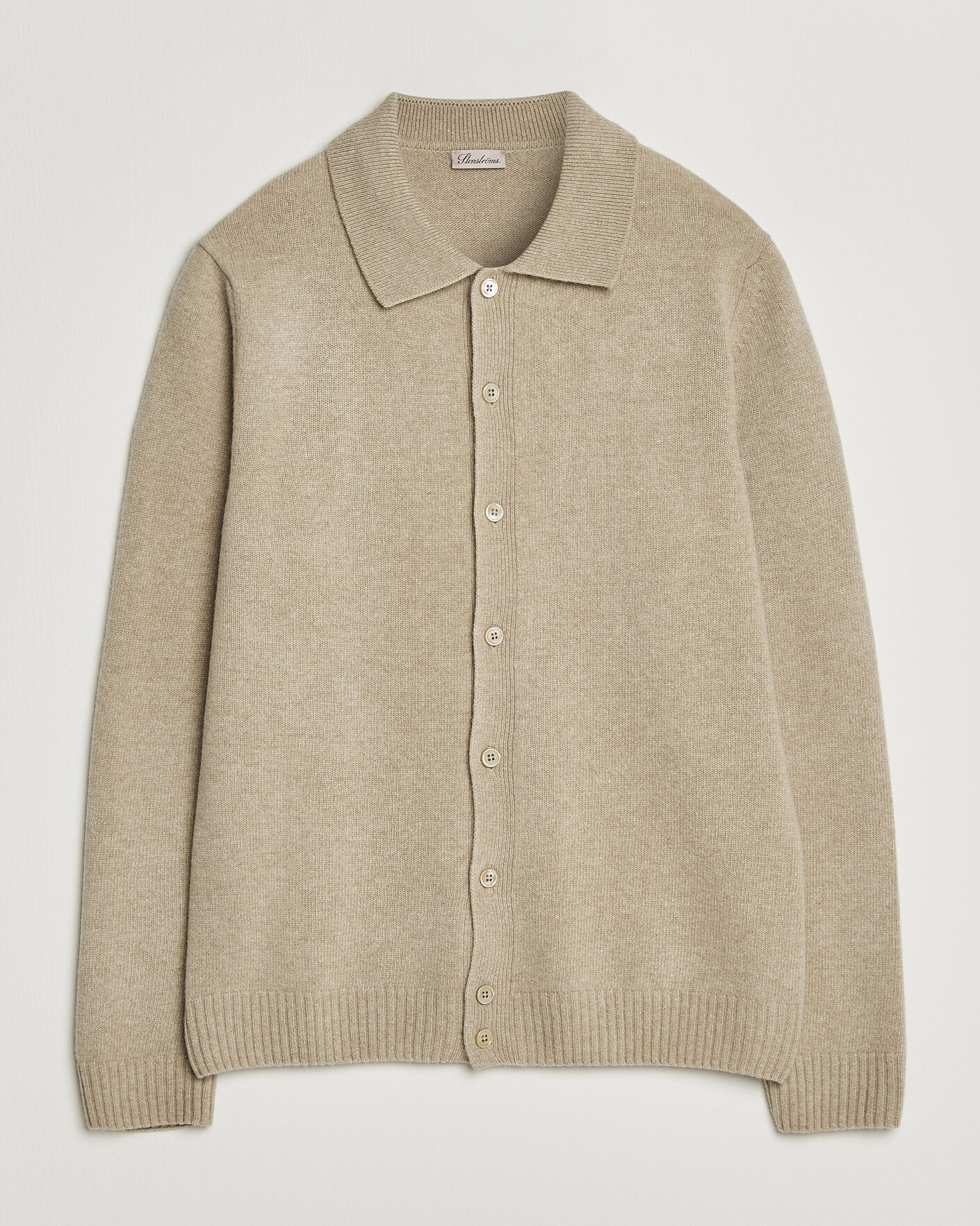 Mies | Puserot | Stenströms | Brushed Merino Polo Cardigan Beige