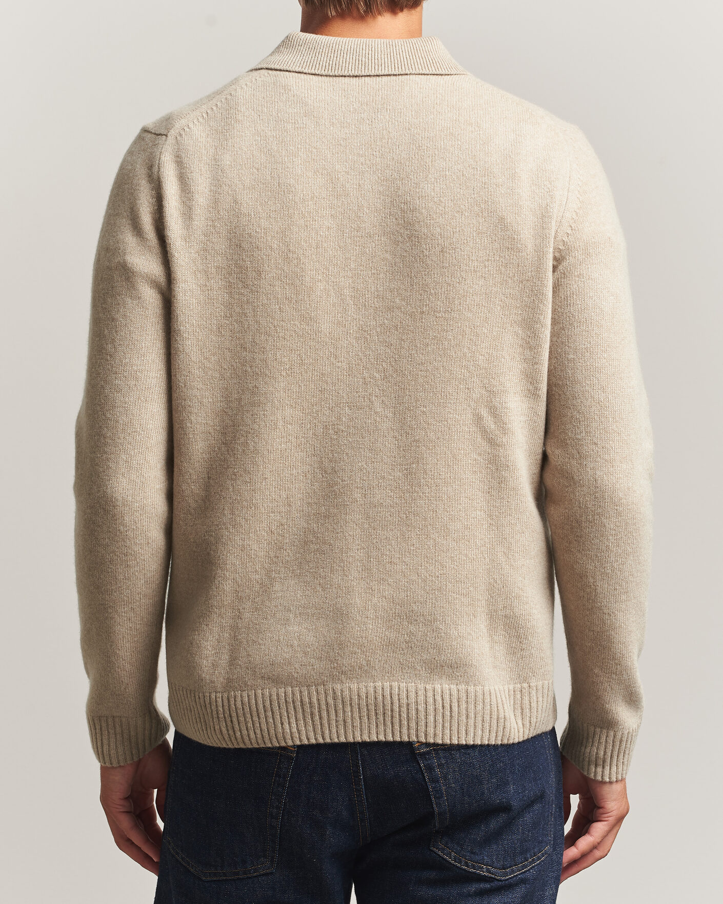 Mies | Puserot | Stenströms | Brushed Merino Polo Cardigan Beige