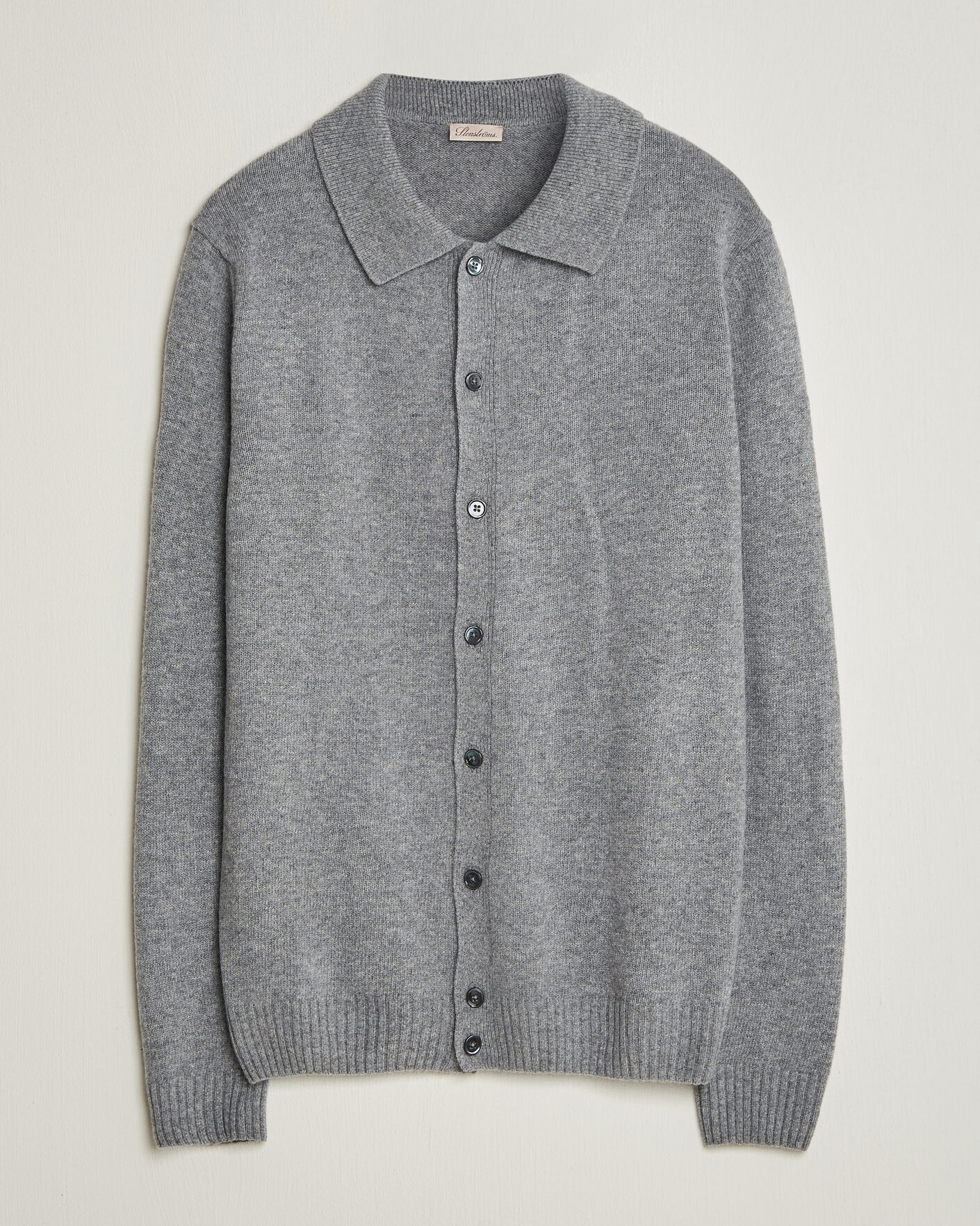 Mies | Puserot | Stenströms | Brushed Merino Polo Cardigan Grey