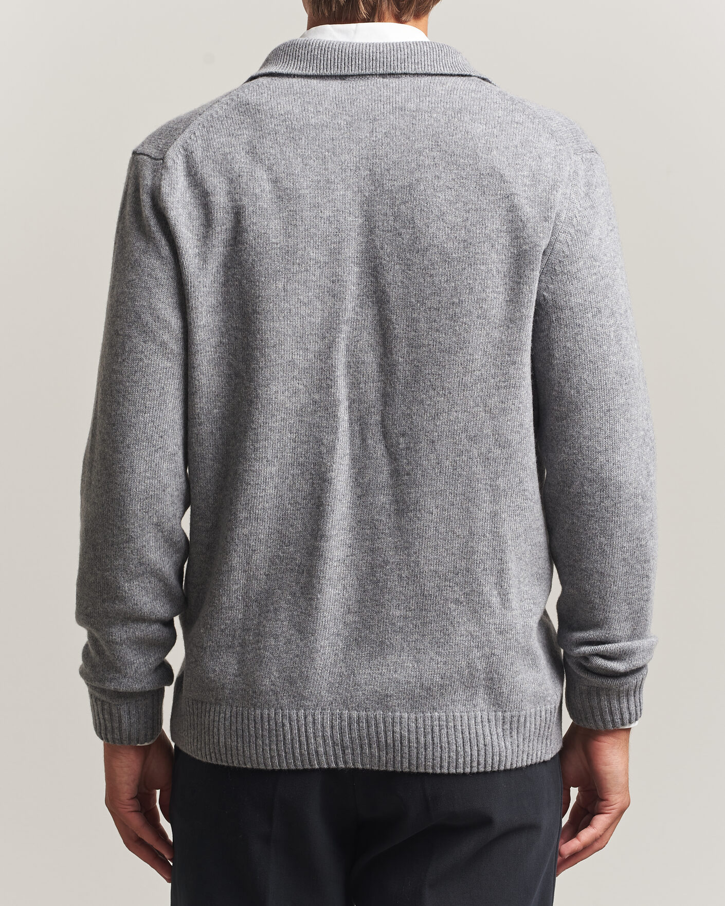 Mies | Puserot | Stenströms | Brushed Merino Polo Cardigan Grey