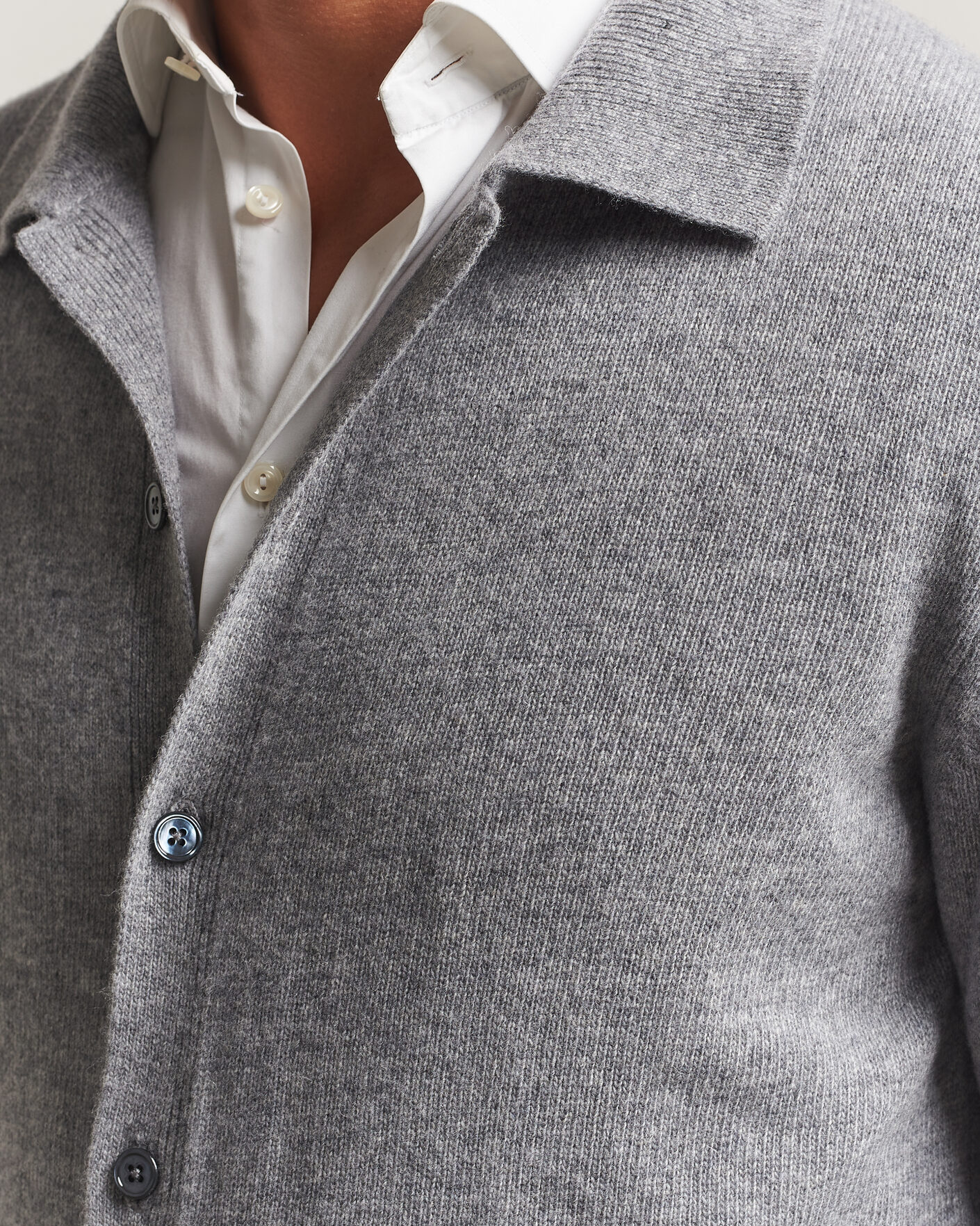 Mies | Puserot | Stenströms | Brushed Merino Polo Cardigan Grey
