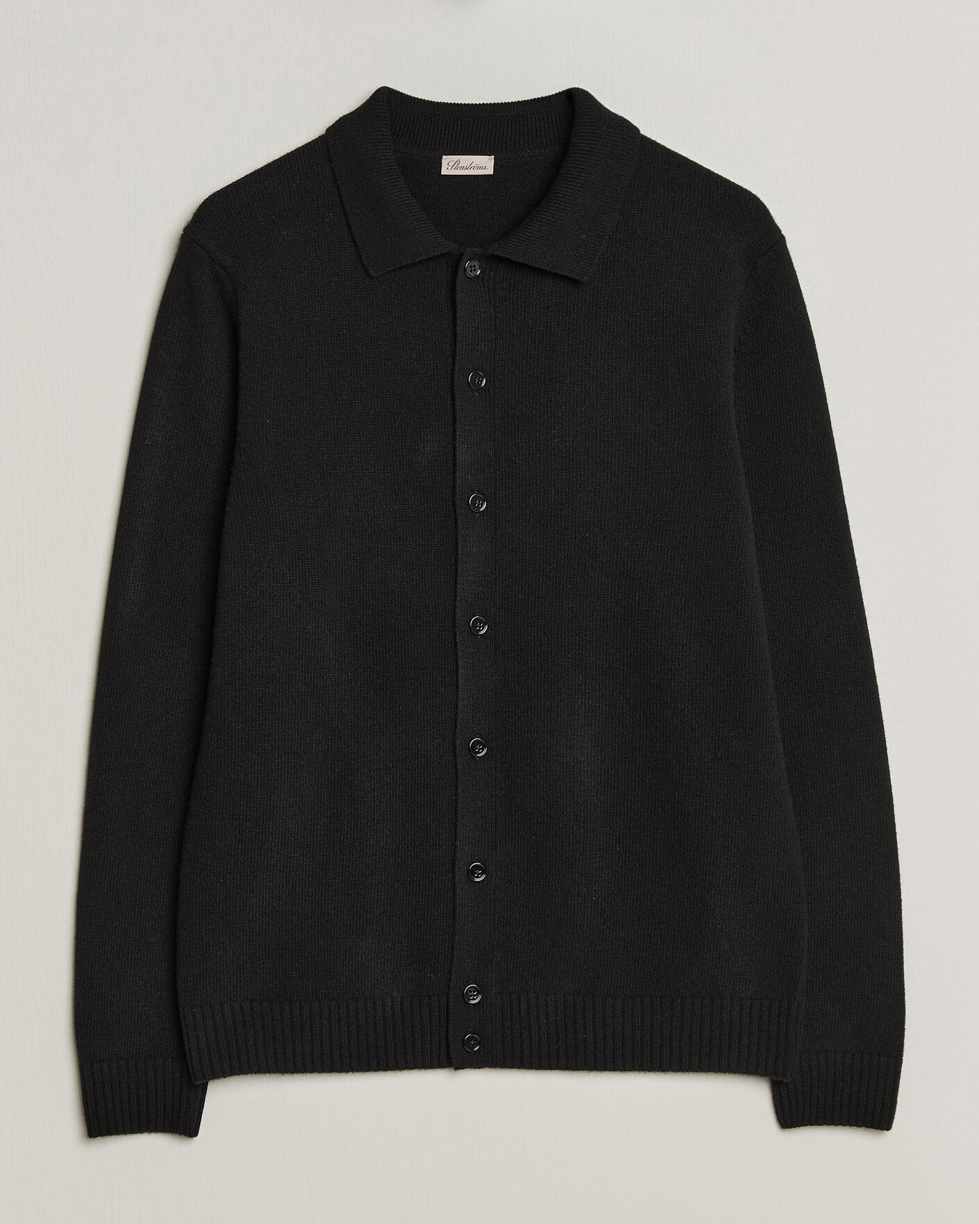 Mies | Puserot | Stenströms | Brushed Merino Polo Cardigan Black