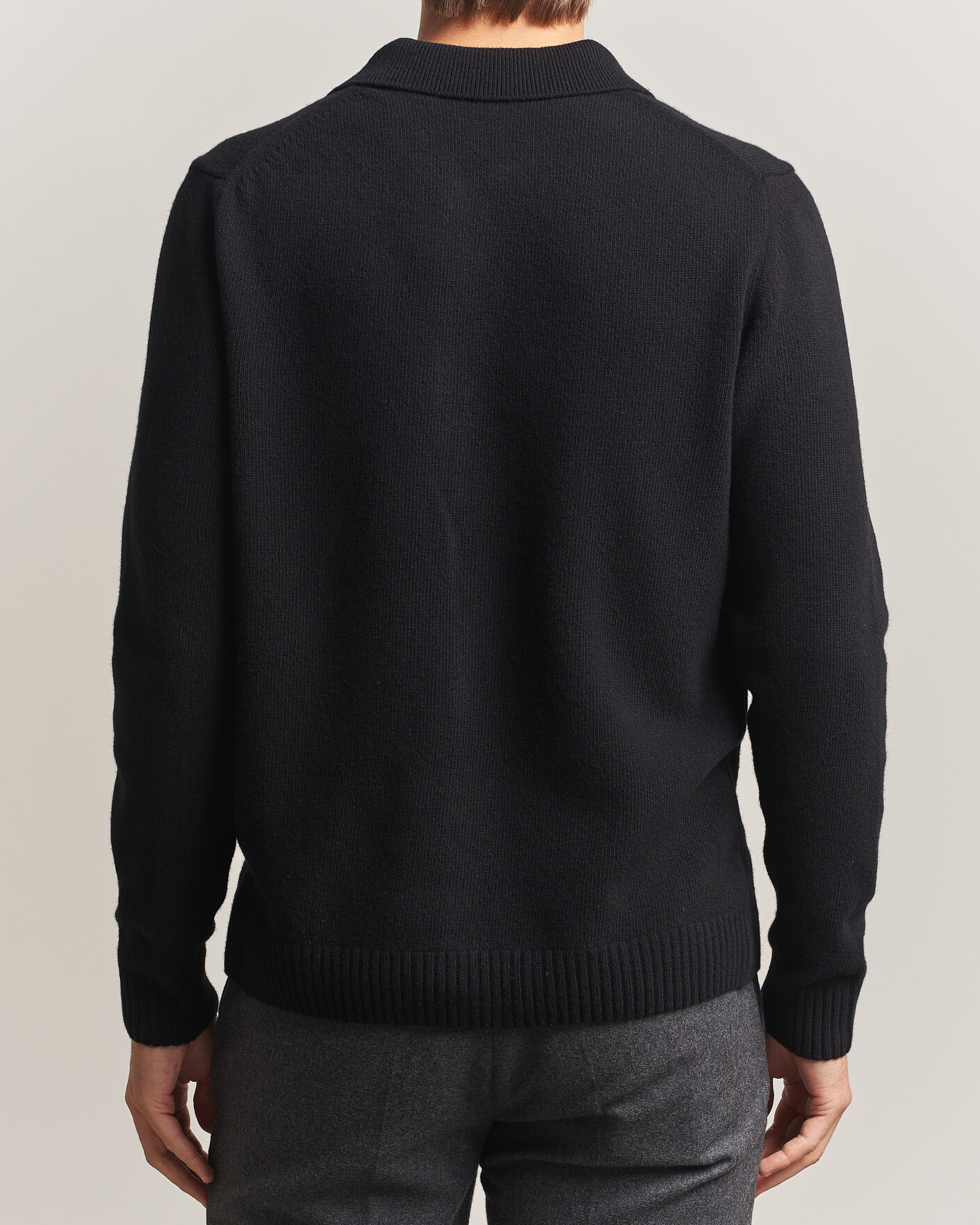 Mies | Puserot | Stenströms | Brushed Merino Polo Cardigan Black