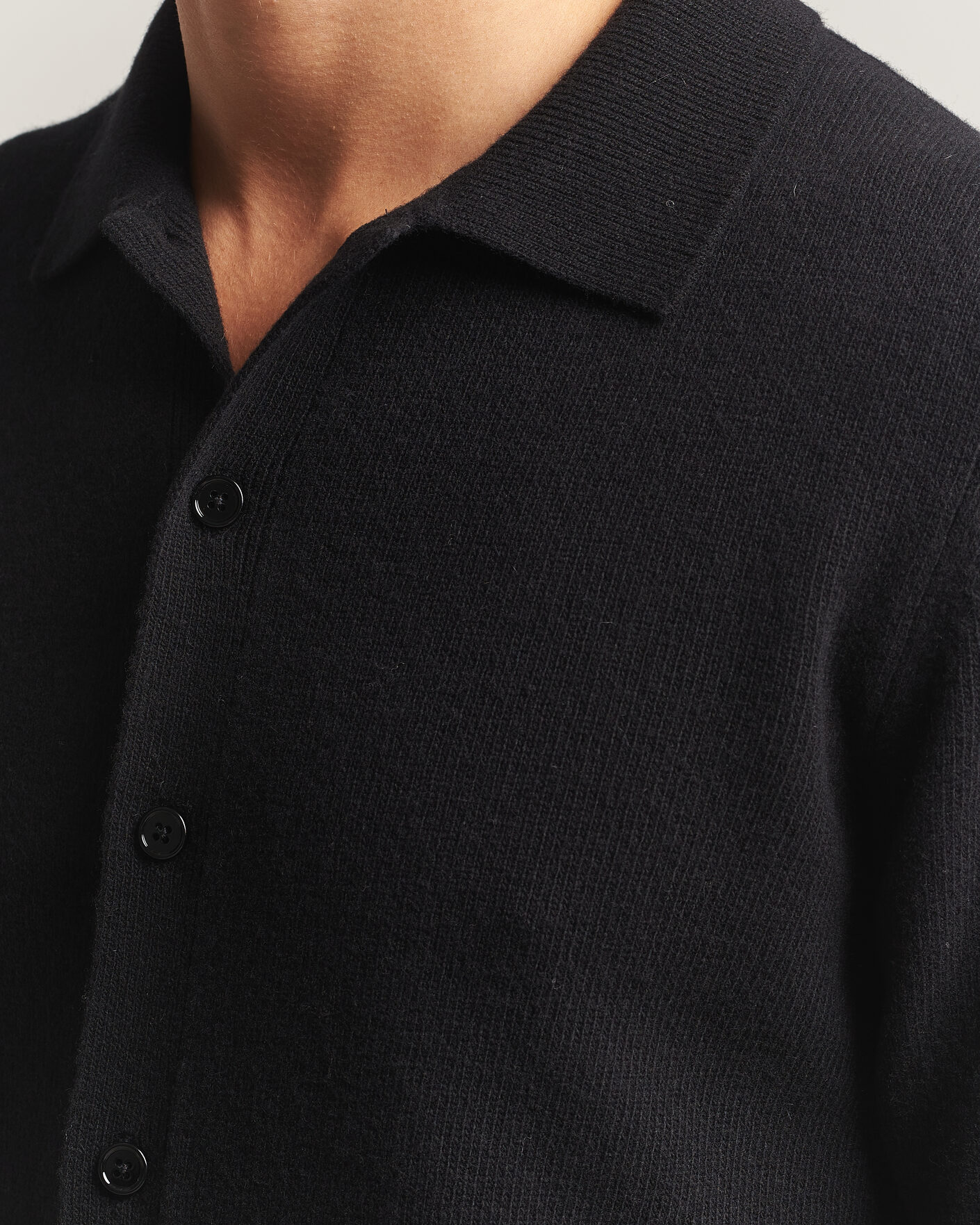 Mies | Puserot | Stenströms | Brushed Merino Polo Cardigan Black