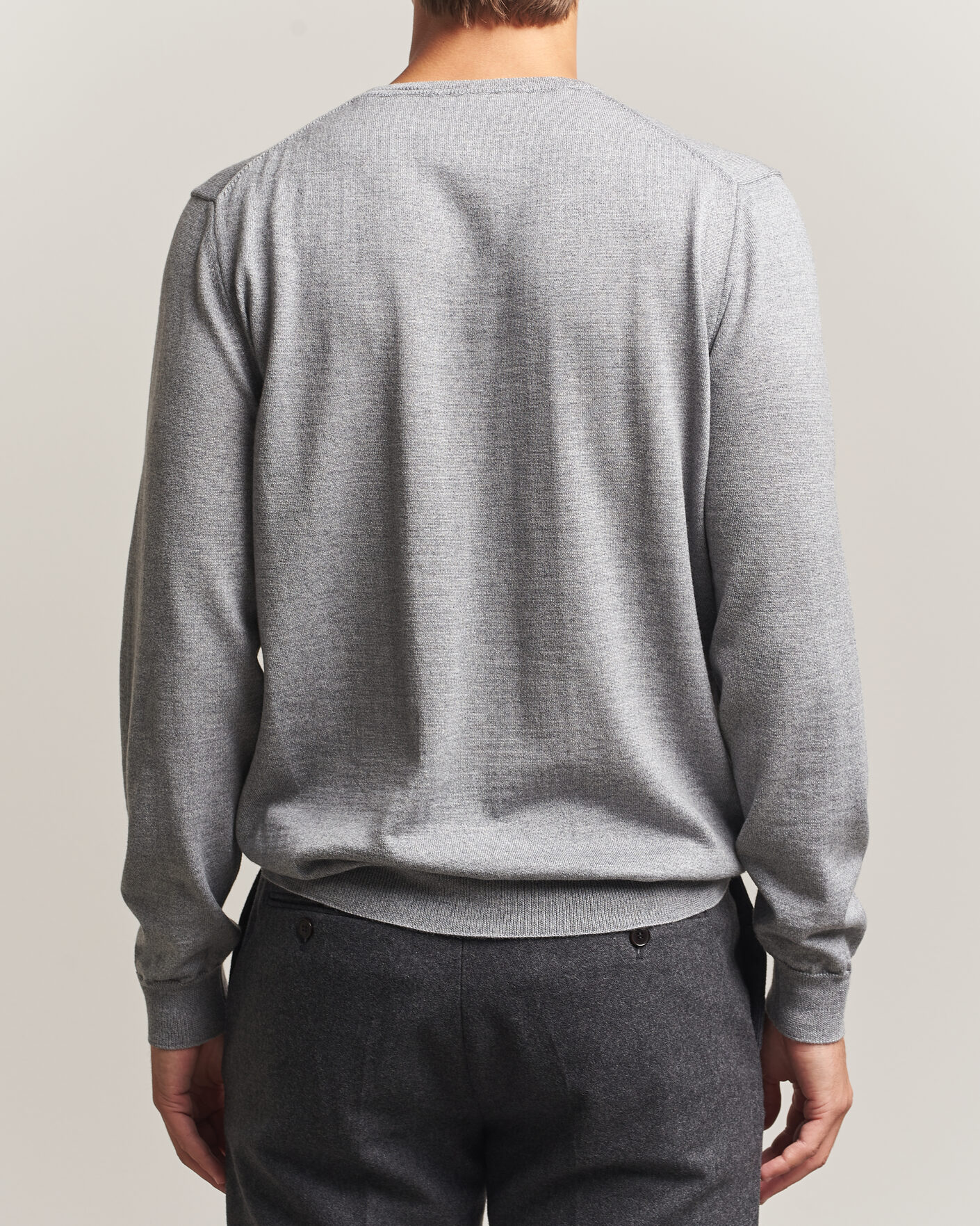 Mies | Puserot | Stenströms | Merino Crew Neck Grey Mouline