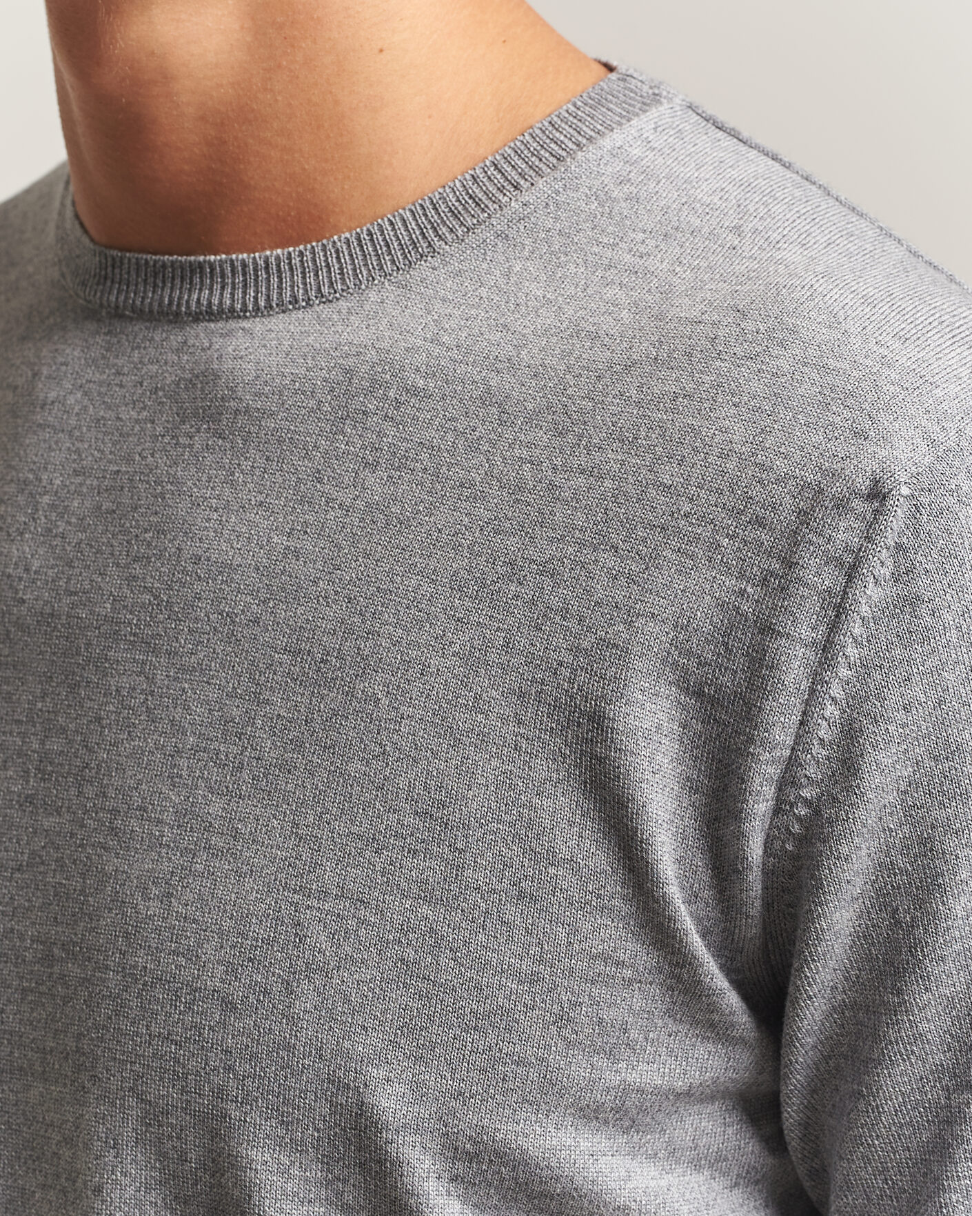 Mies | Puserot | Stenströms | Merino Crew Neck Grey Mouline