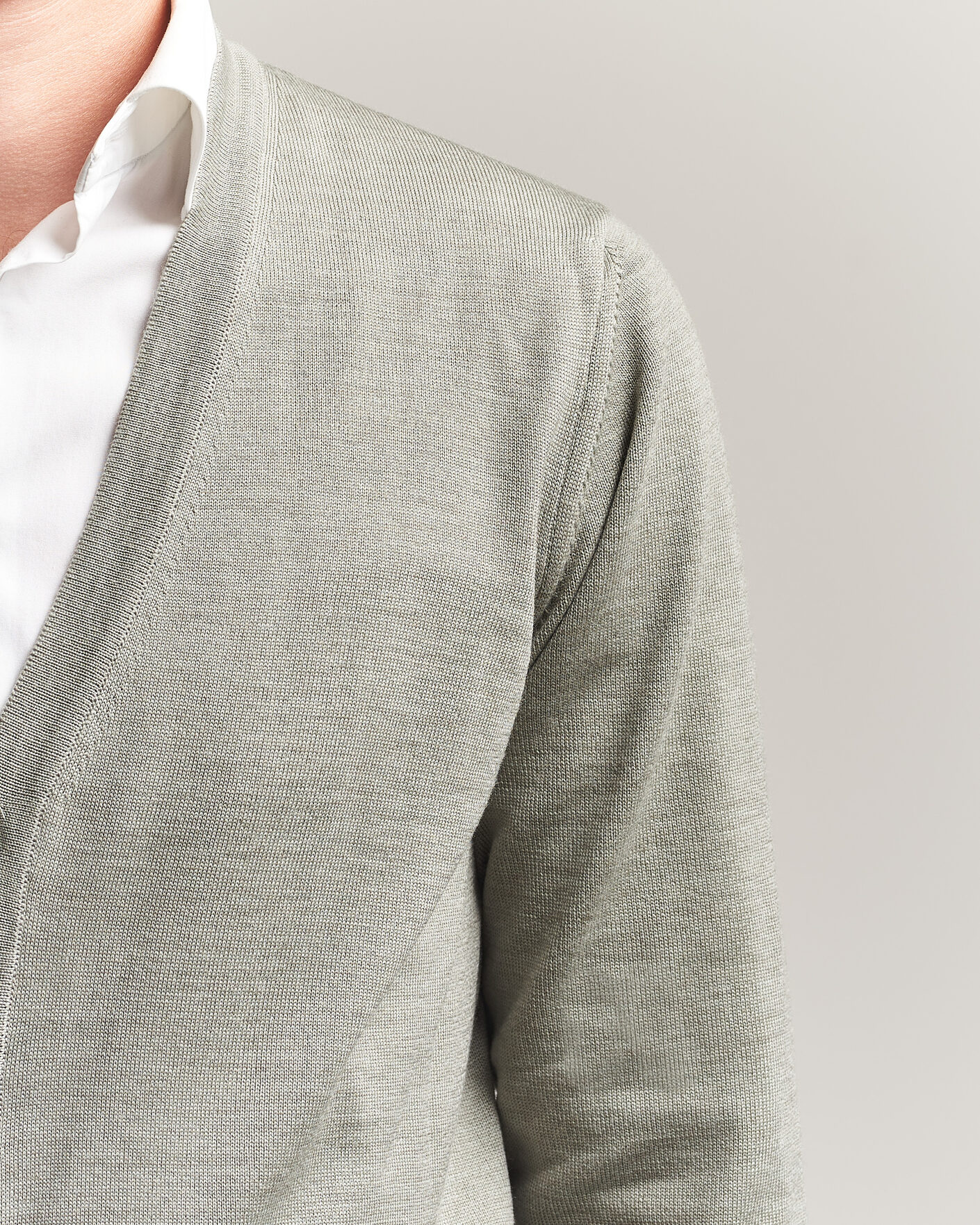 Mies | Puserot | Stenströms | Merino Cardigan Green/Grey