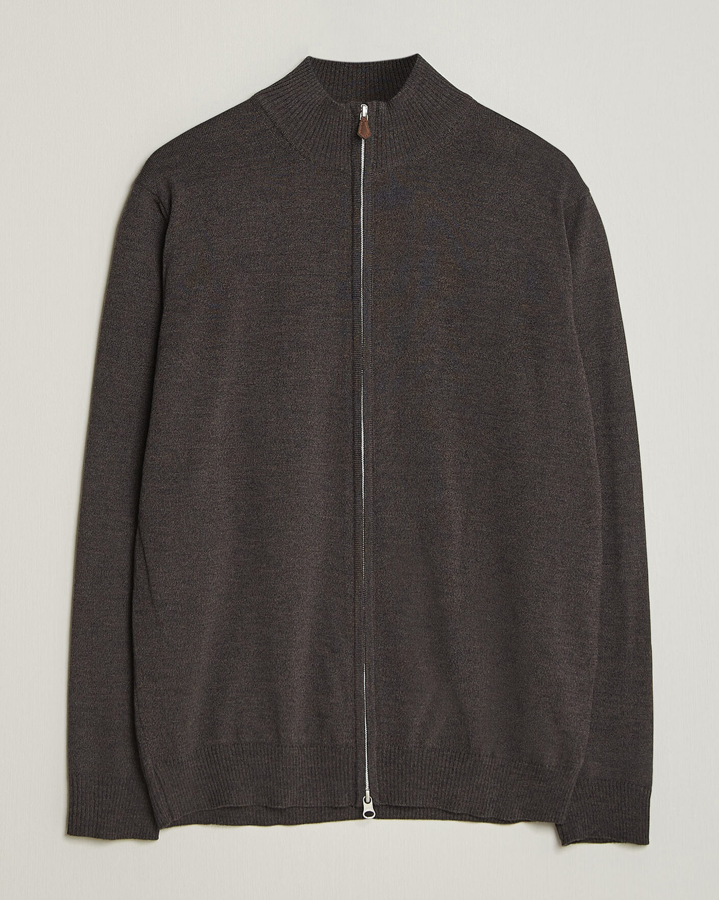 Mies | Puserot | Stenströms | Merino Full Zip Dark Brown