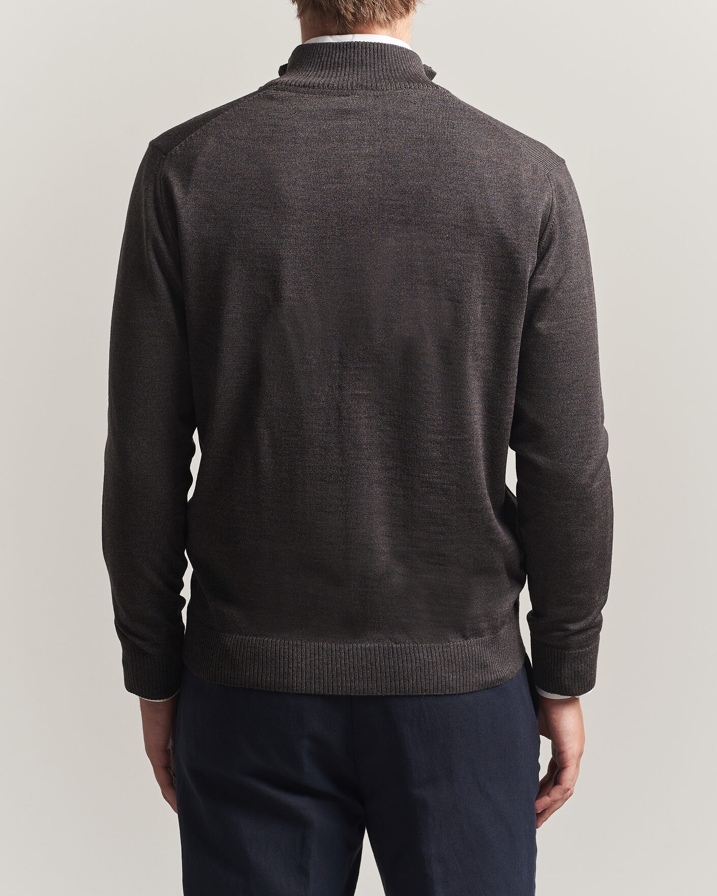 Mies | Puserot | Stenströms | Merino Full Zip Dark Brown