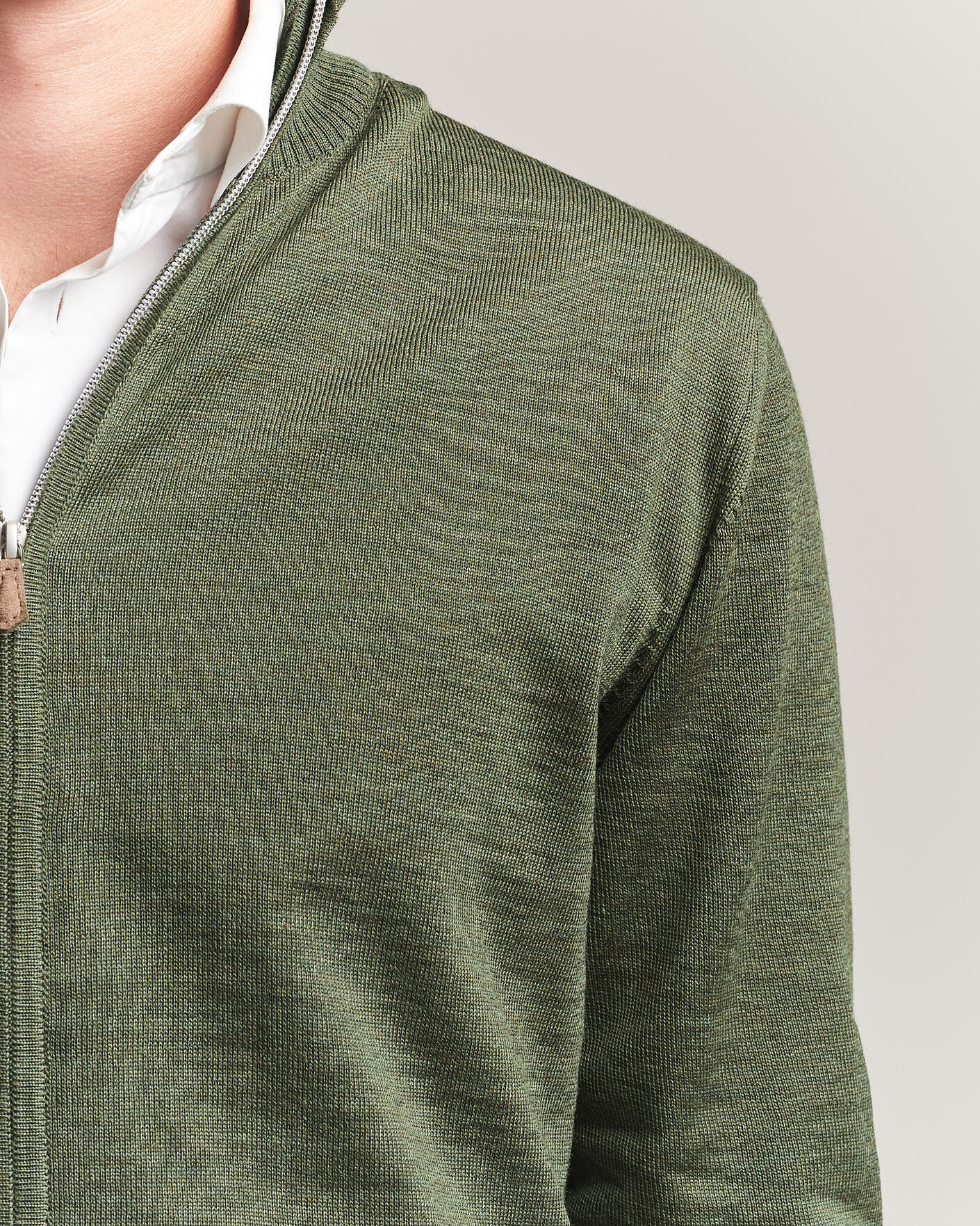 Mies | Puserot | Stenströms | Merino Full Zip Green