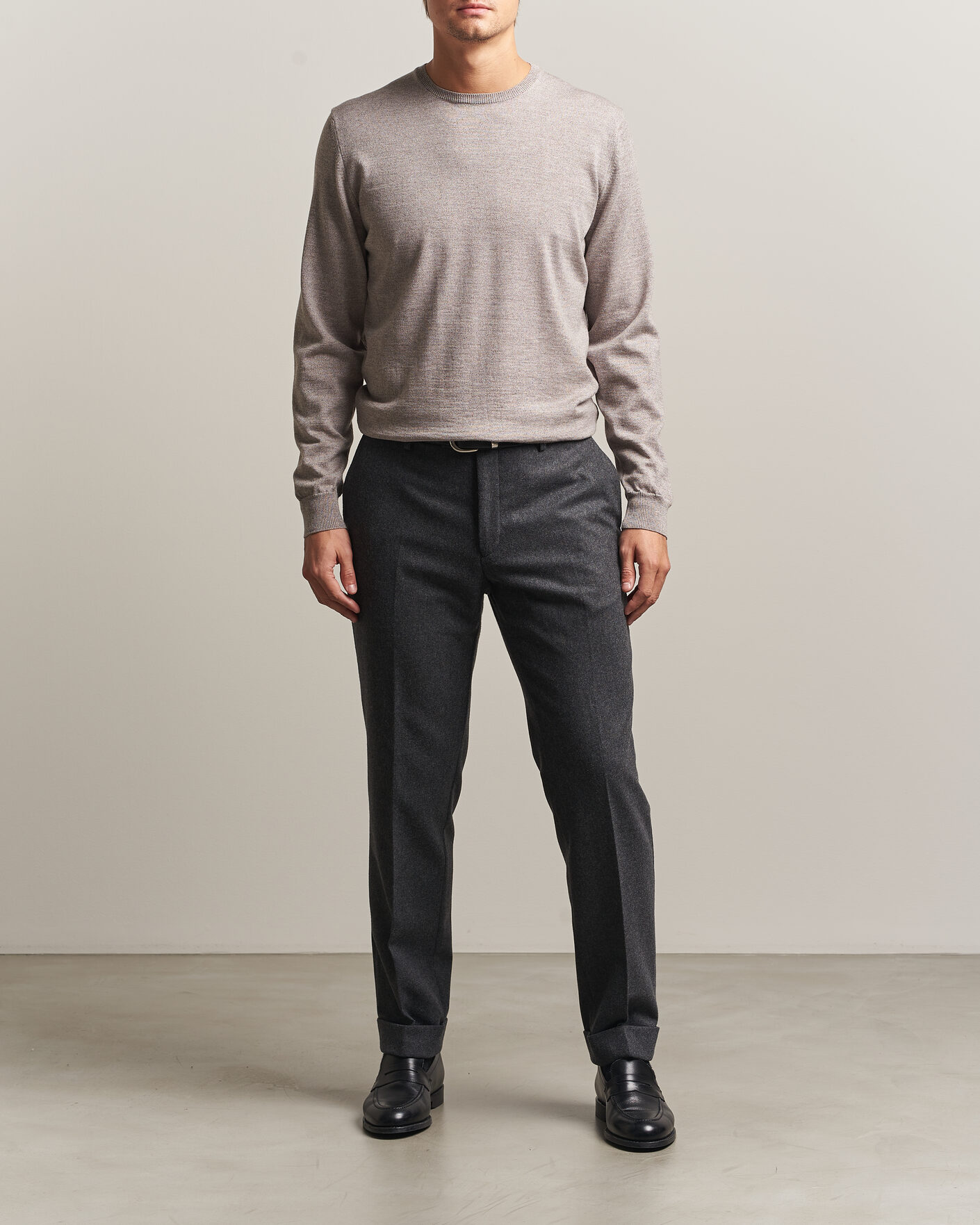 Mies | Puserot | Stenströms | Merino Patch Crew Neck Beige