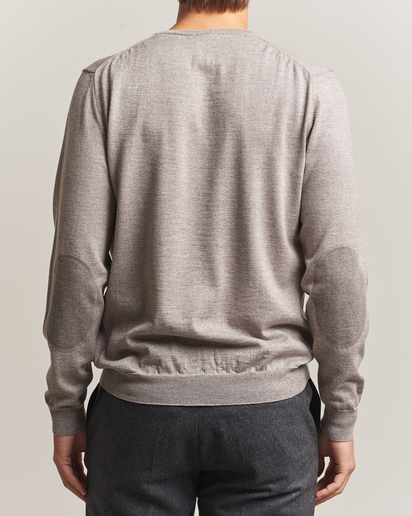 Mies | Puserot | Stenströms | Merino Patch Crew Neck Beige