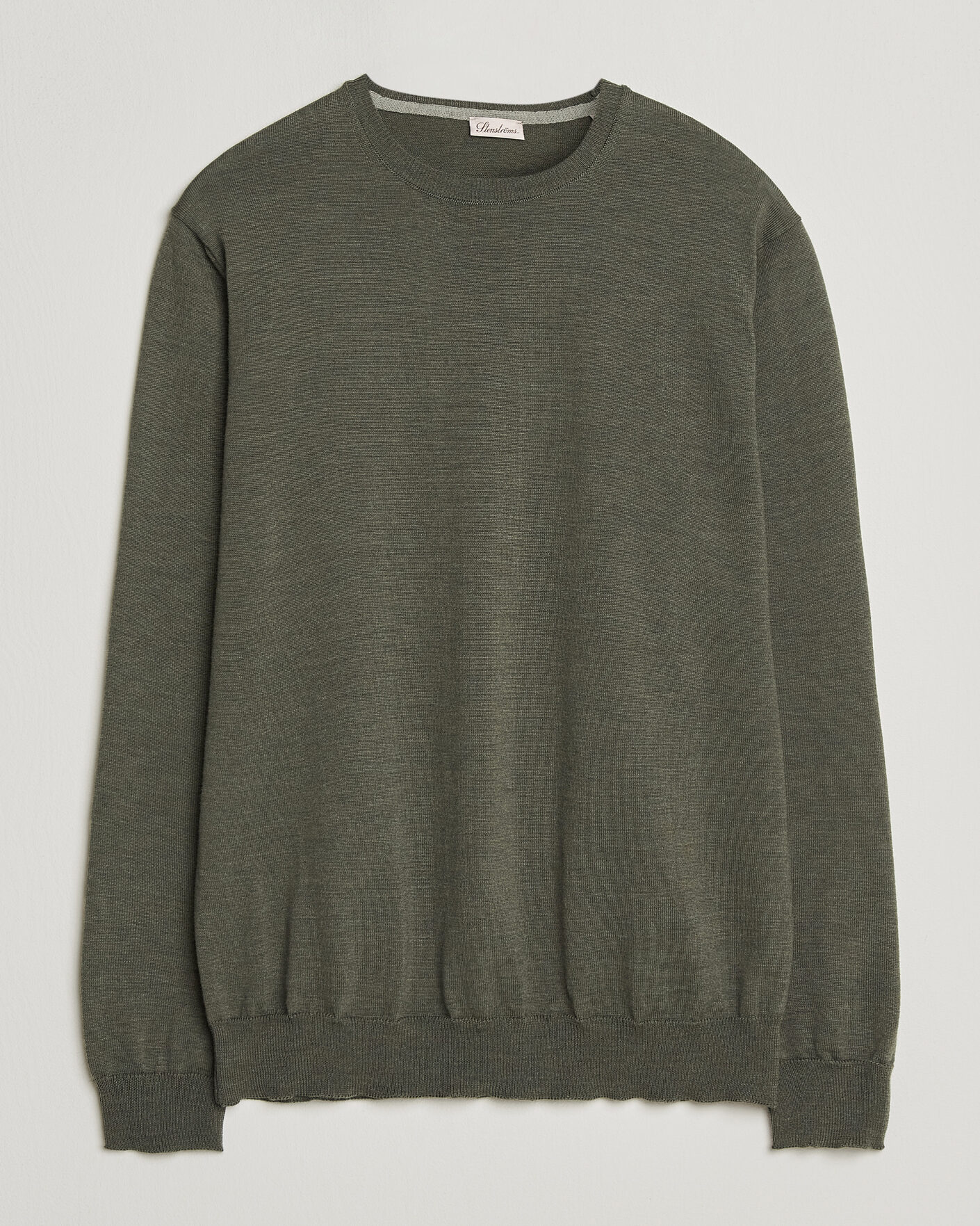 Mies | Puserot | Stenströms | Merino Patch Crew Neck Dark Green