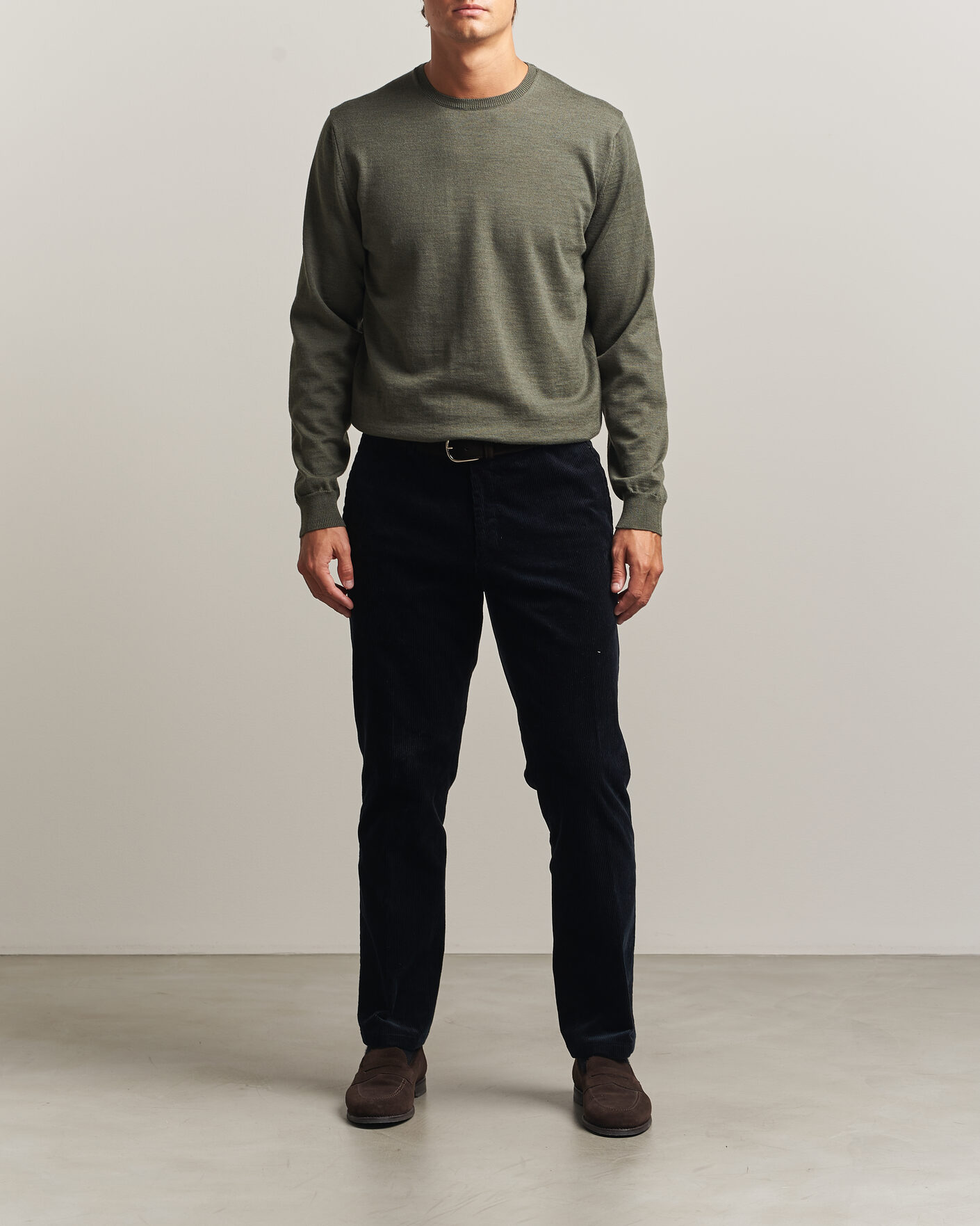Mies | Puserot | Stenströms | Merino Patch Crew Neck Dark Green