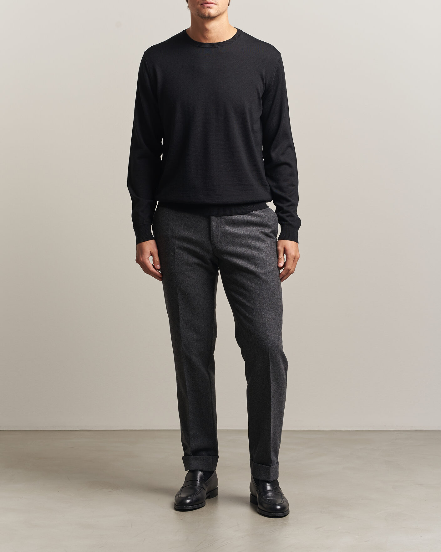 Mies | Puserot | Stenströms | Merino Patch Crew Neck Black