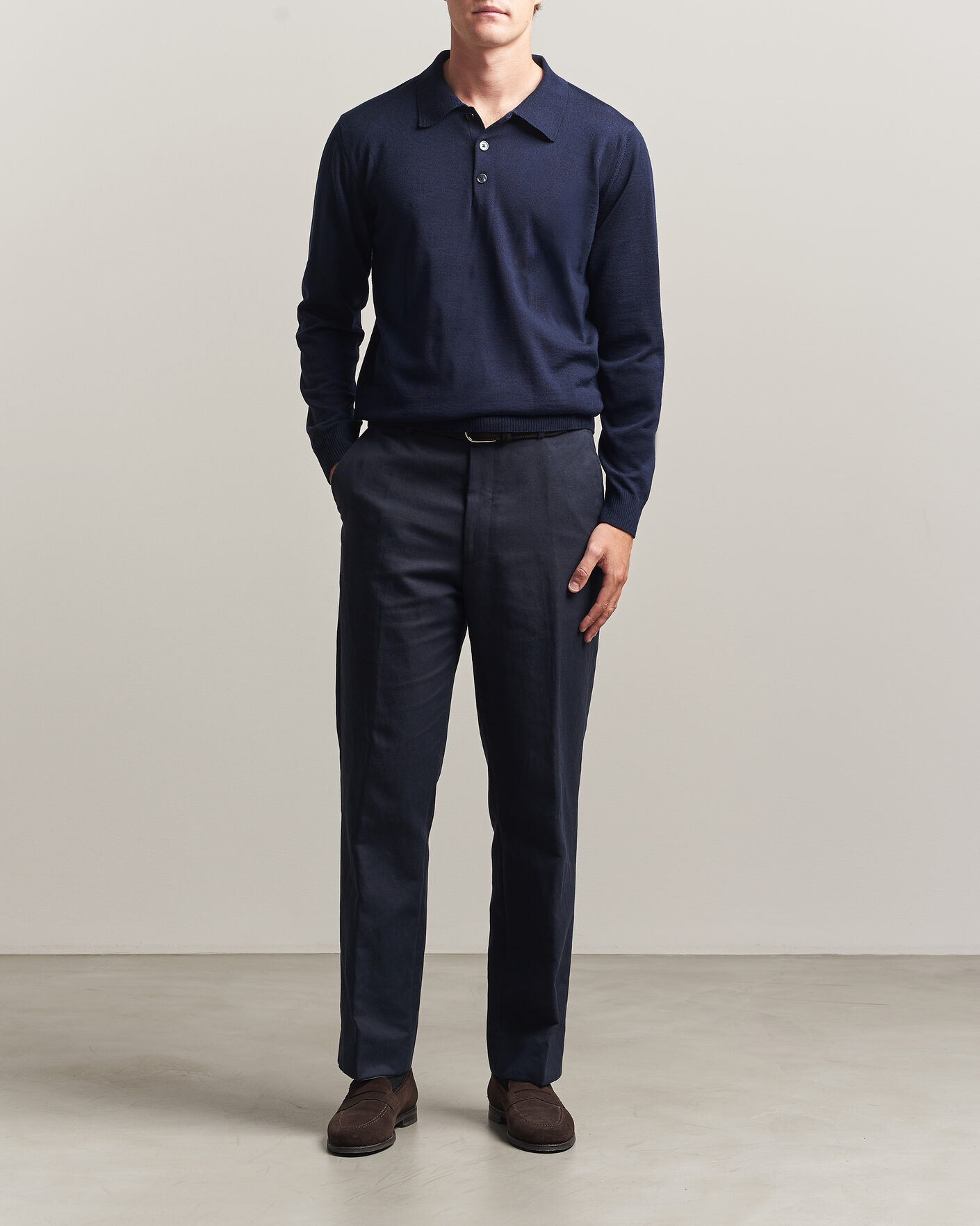 Mies | Puserot | Stenströms | Merino Polo Navy