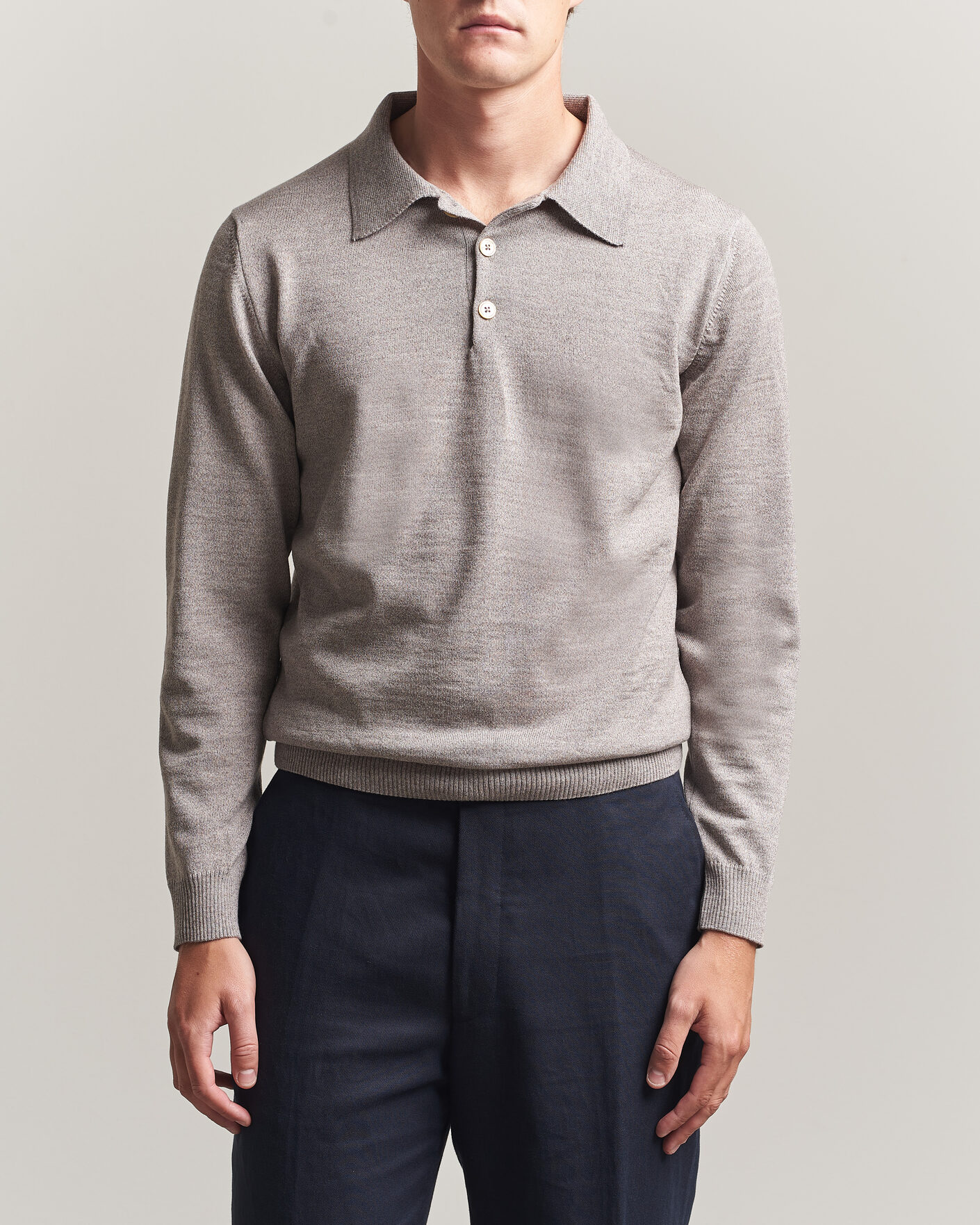 Mies | Puserot | Stenströms | Merino Polo Beige