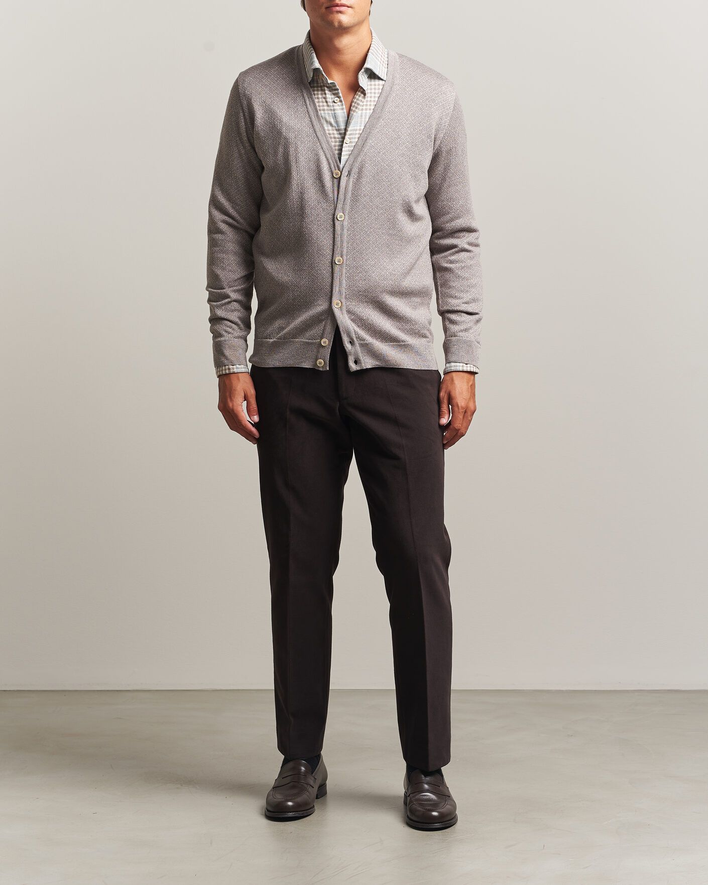 Mies | Puserot | Stenströms | Merino Jaquard Cardigan Beige