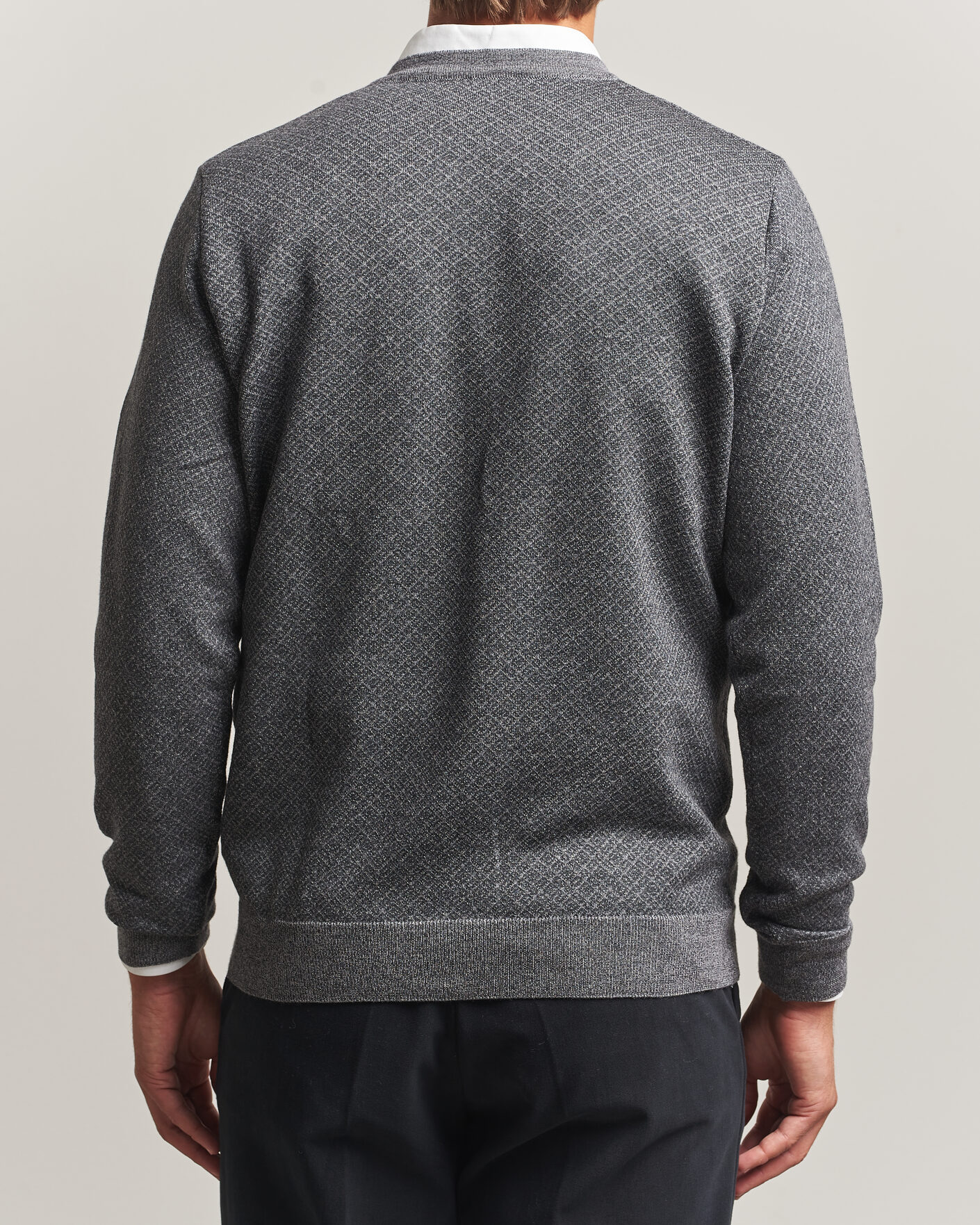Mies | Puserot | Stenströms | Merino Jaquard Cardigan Dark Grey
