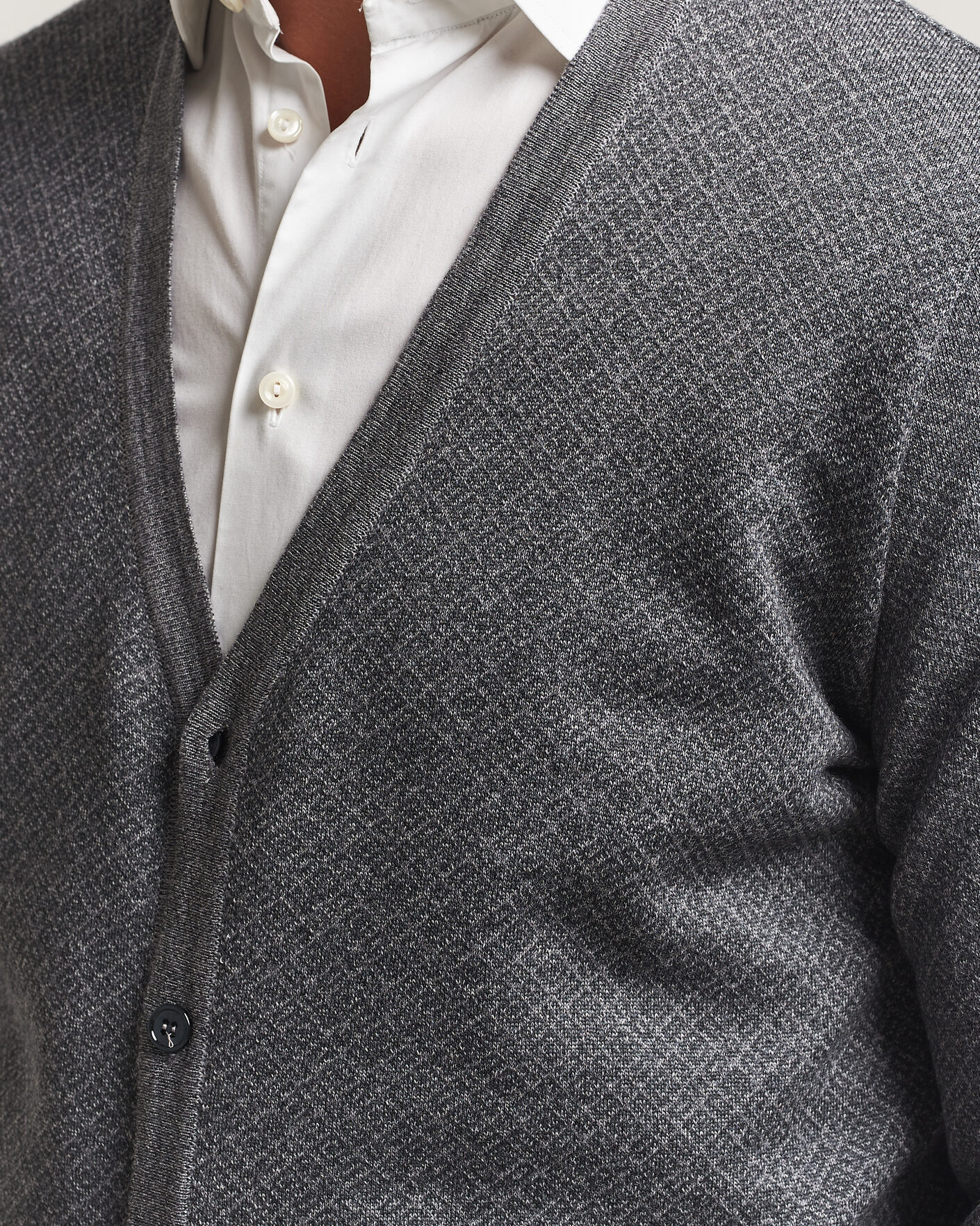 Mies | Puserot | Stenströms | Merino Jaquard Cardigan Dark Grey