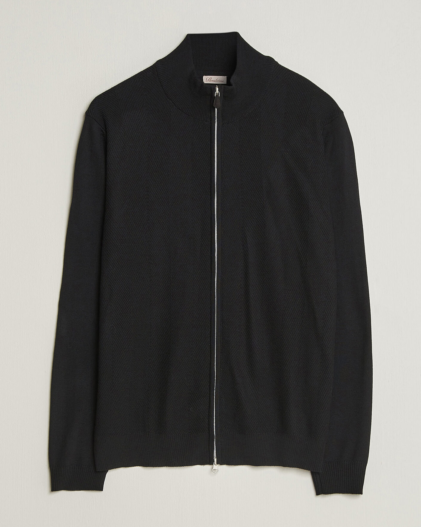 Mies | Puserot | Stenströms | Merino Herringbone Full Zip Black