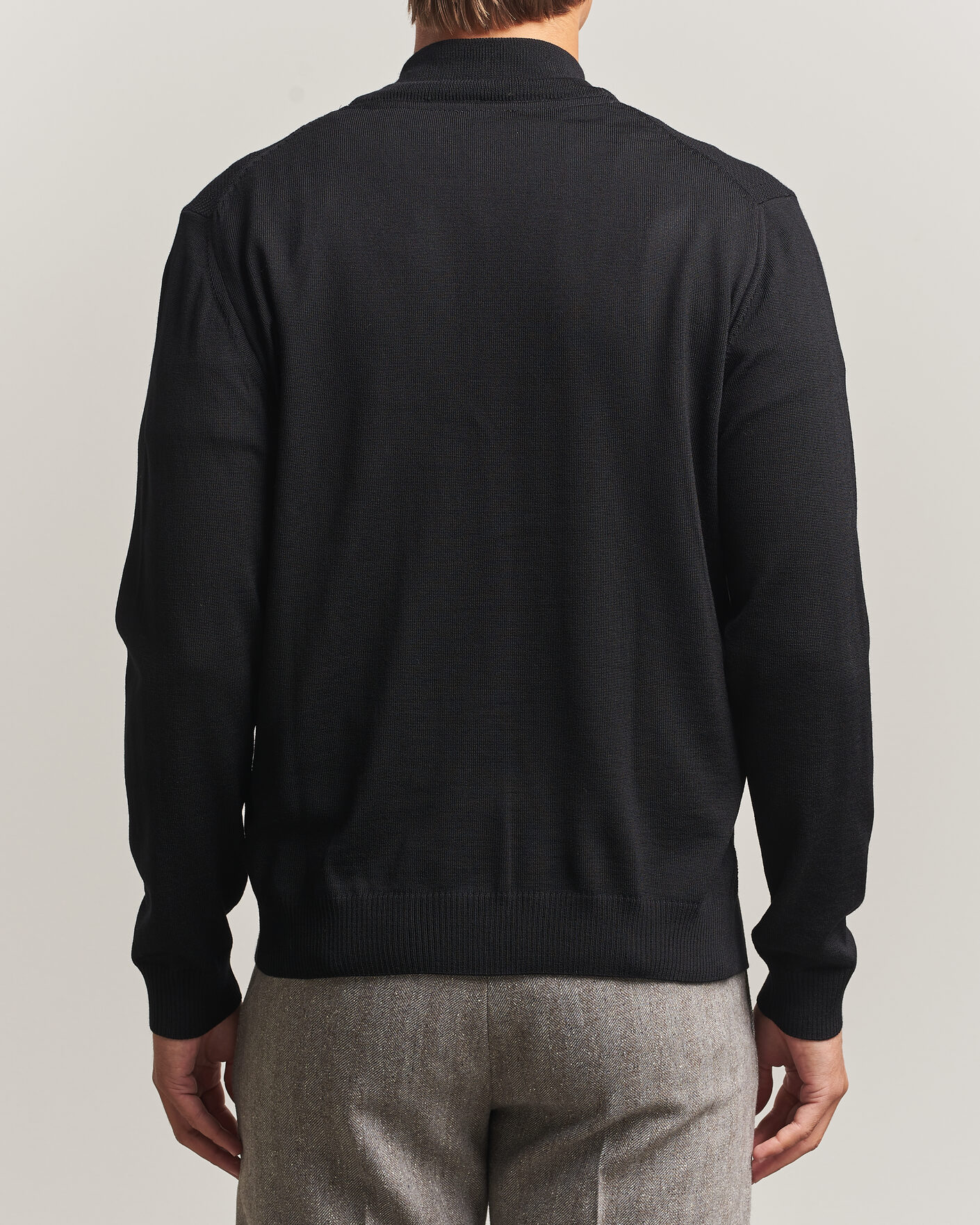 Mies | Puserot | Stenströms | Merino Herringbone Full Zip Black