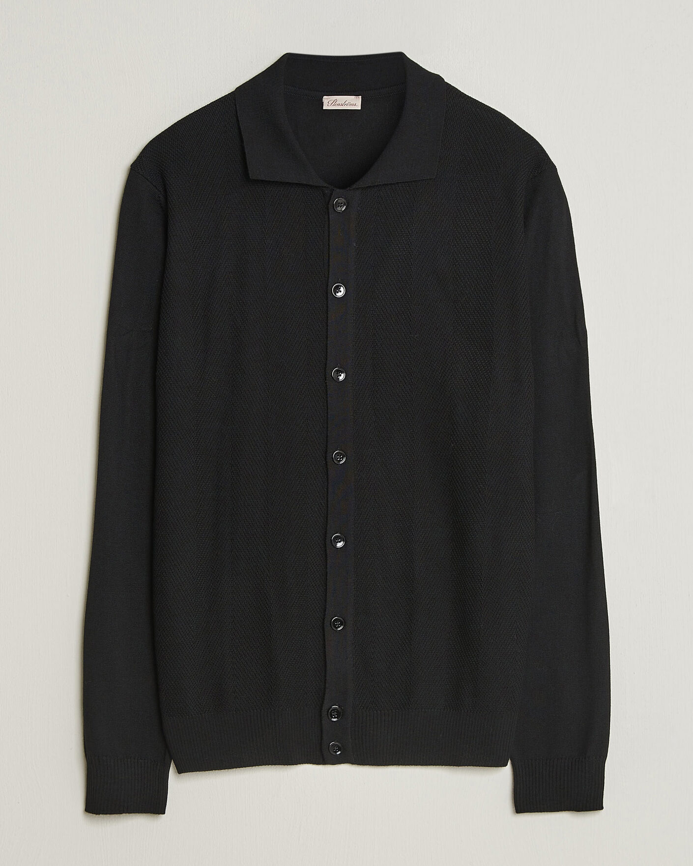 Mies | Puserot | Stenströms | Merino Herringbone Polo Cardigan Black