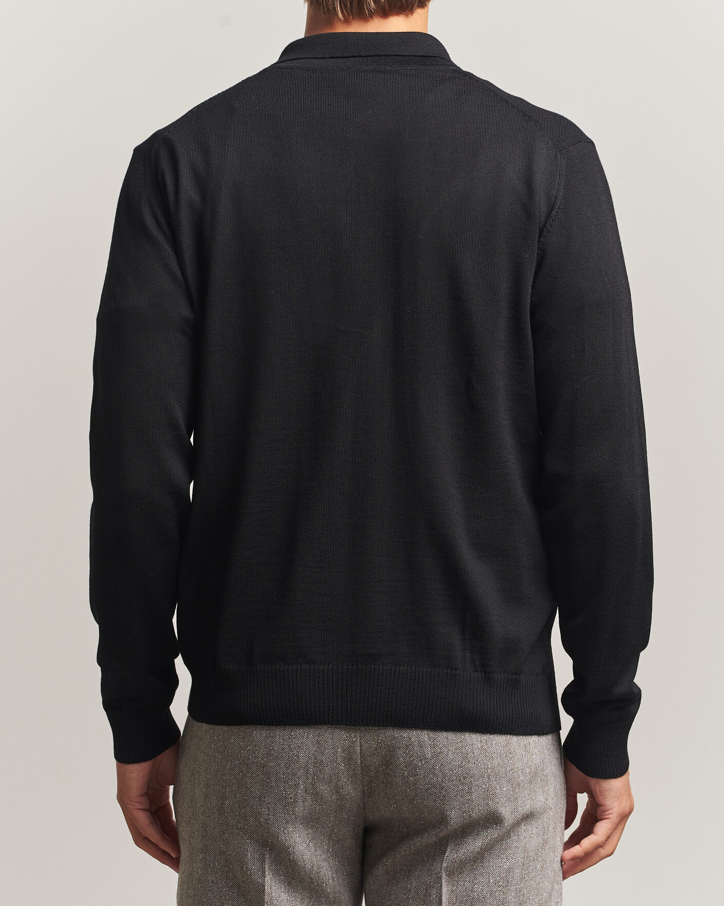 Mies | Puserot | Stenströms | Merino Herringbone Polo Cardigan Black