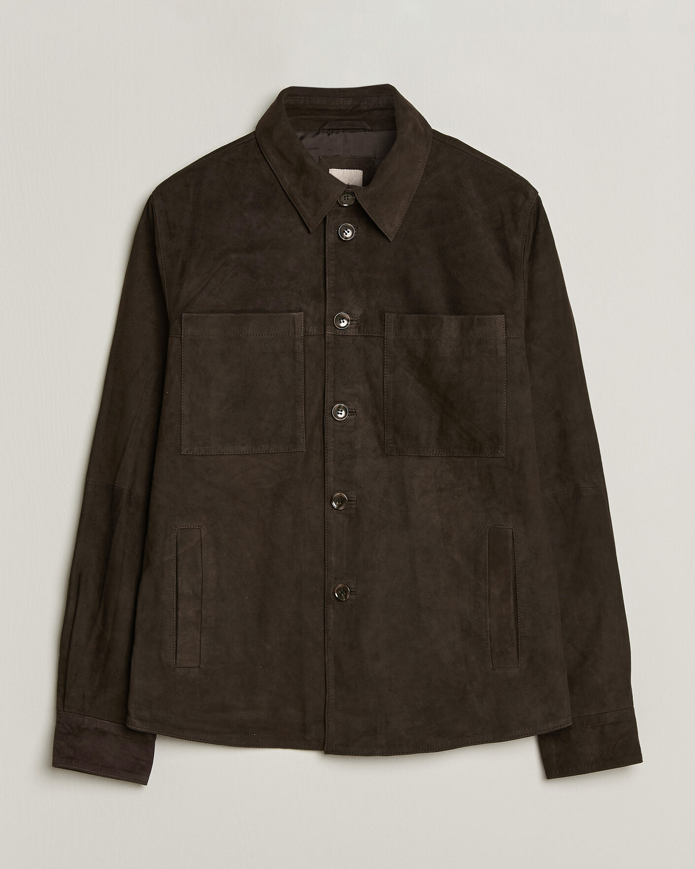 Mies | Kauluspaidat | Stenströms | Goat Suede Overshirt Dark Brown