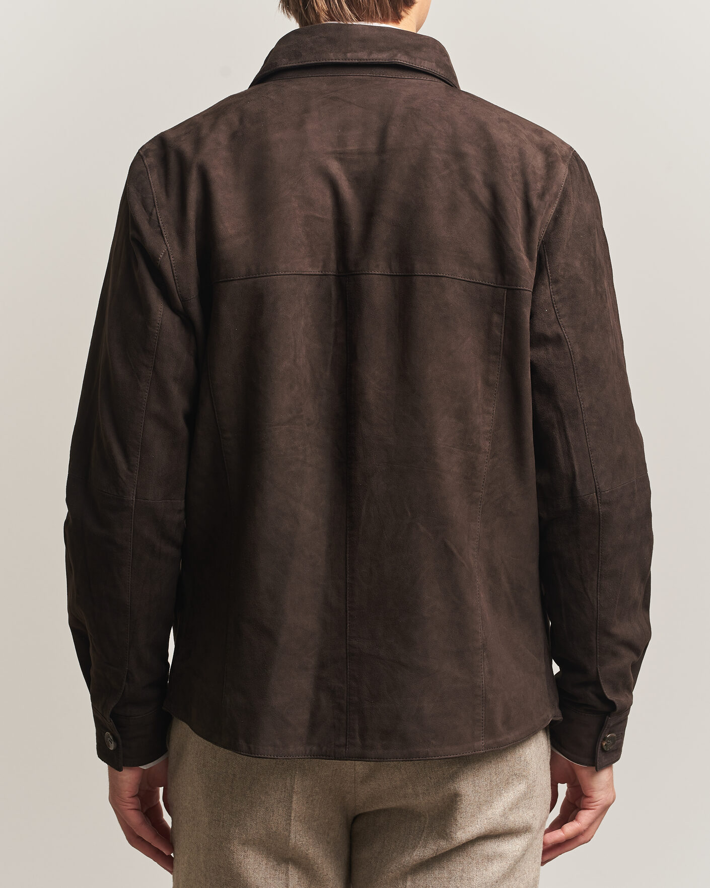 Mies | Kauluspaidat | Stenströms | Goat Suede Overshirt Dark Brown