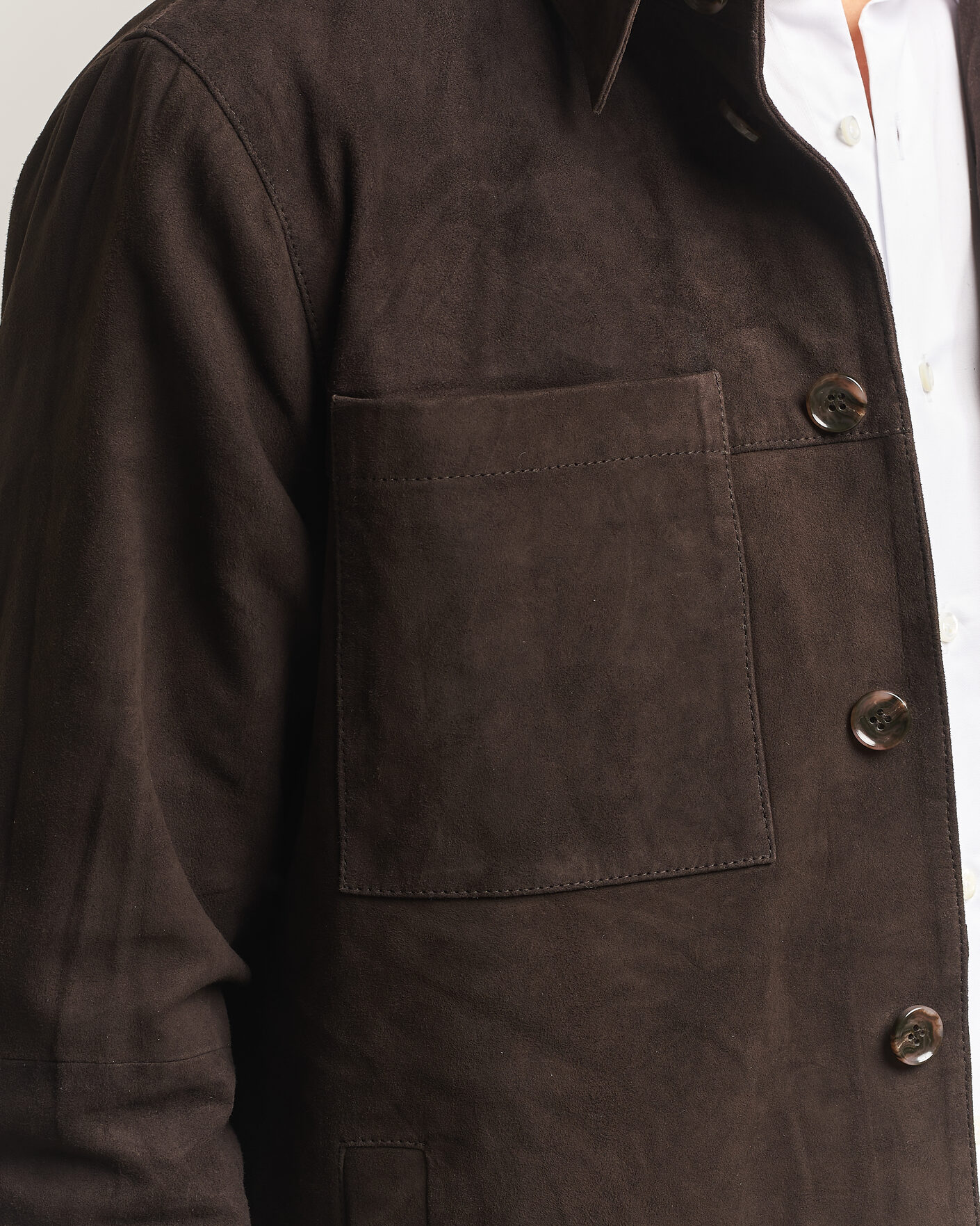 Mies | Kauluspaidat | Stenströms | Goat Suede Overshirt Dark Brown