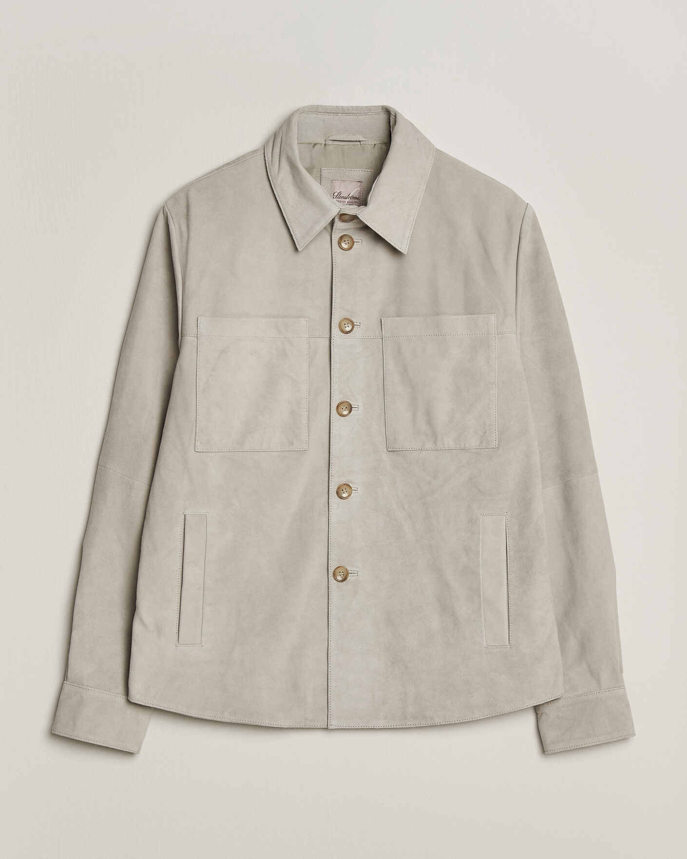 Mies | Kauluspaidat | Stenströms | Goat Suede Overshirt Light Grey