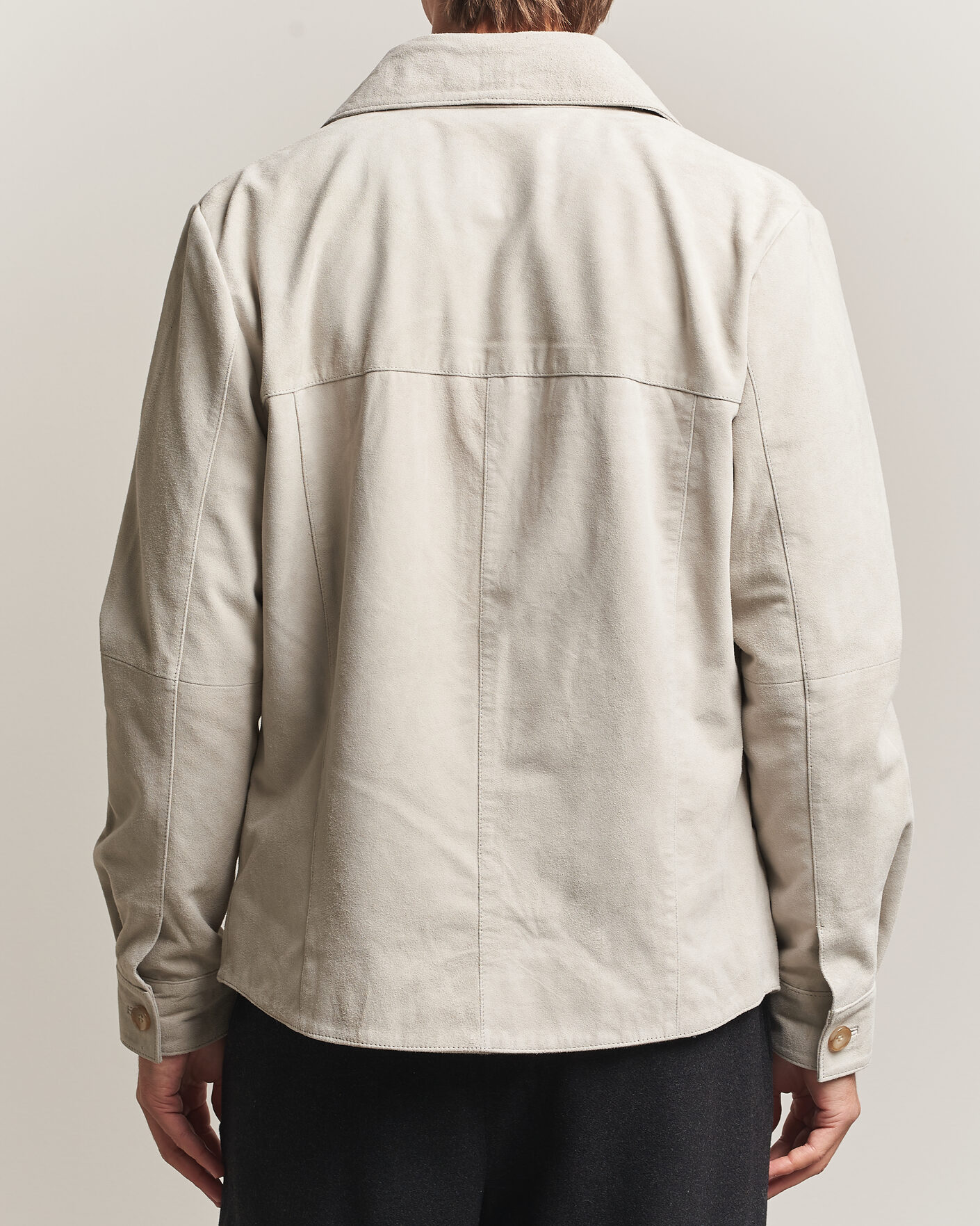 Mies | Kauluspaidat | Stenströms | Goat Suede Overshirt Light Grey