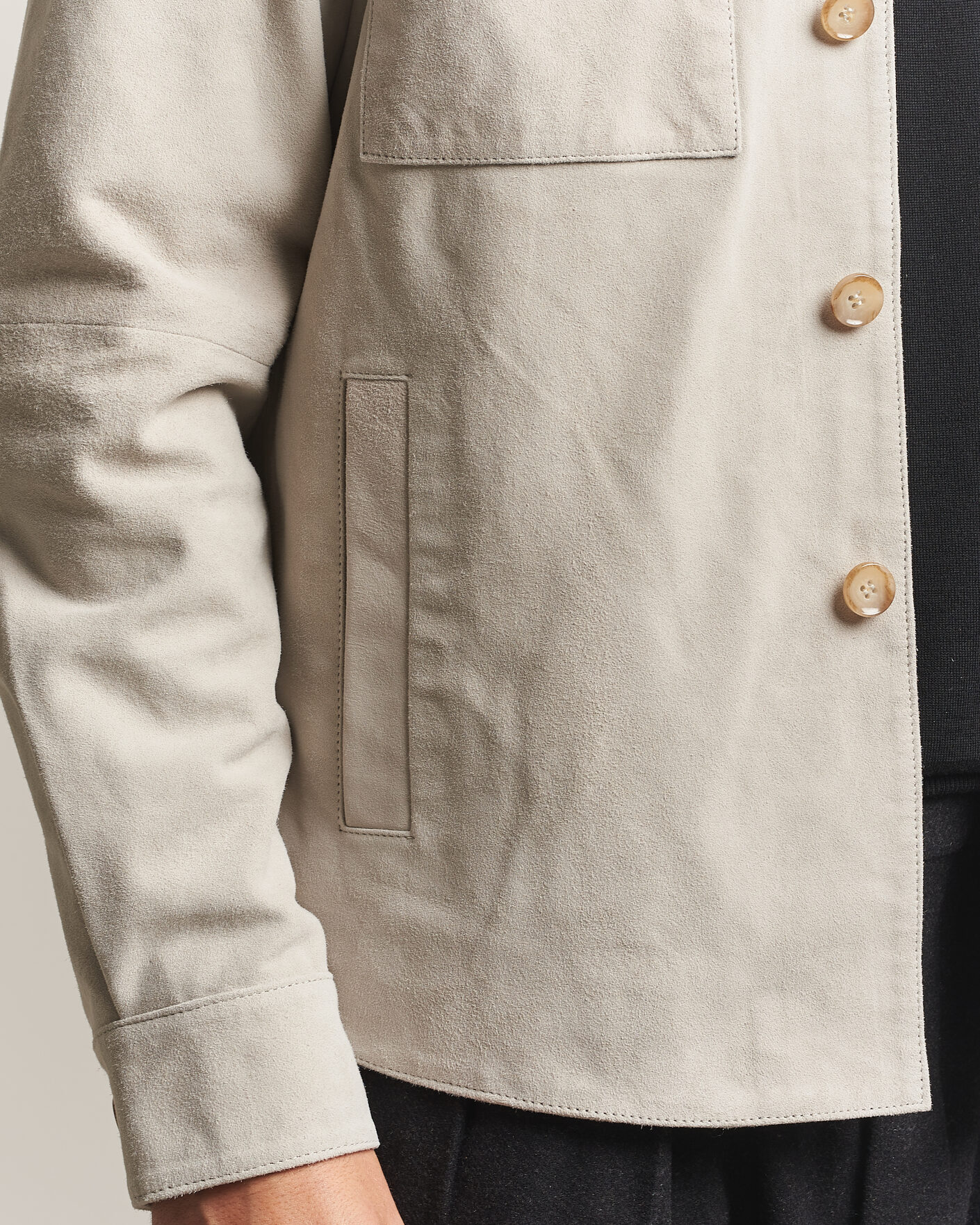 Mies | Kauluspaidat | Stenströms | Goat Suede Overshirt Light Grey
