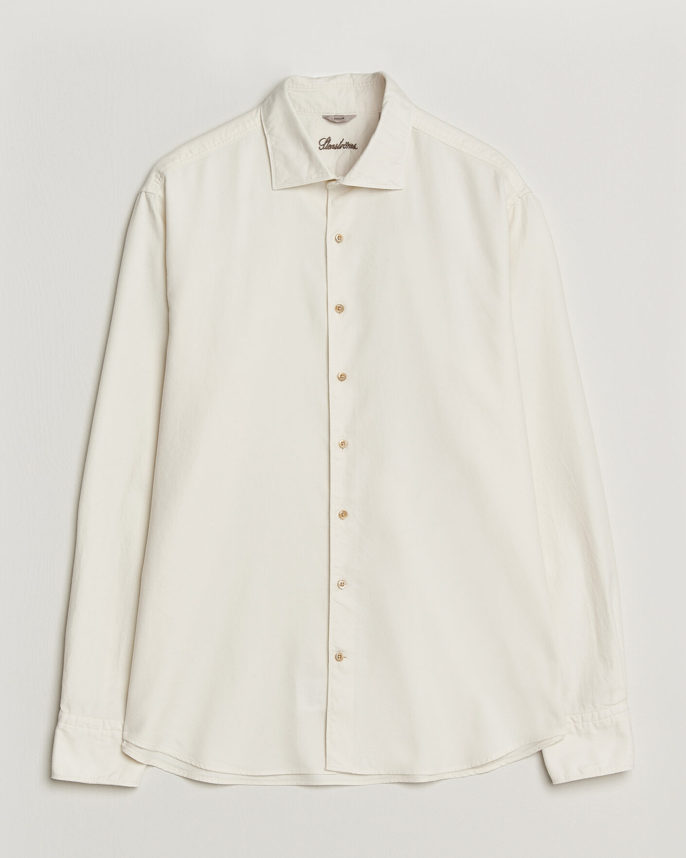 Mies | Kauluspaidat | Stenströms | Regular Fit Cut Away Flannel Shirt Off White
