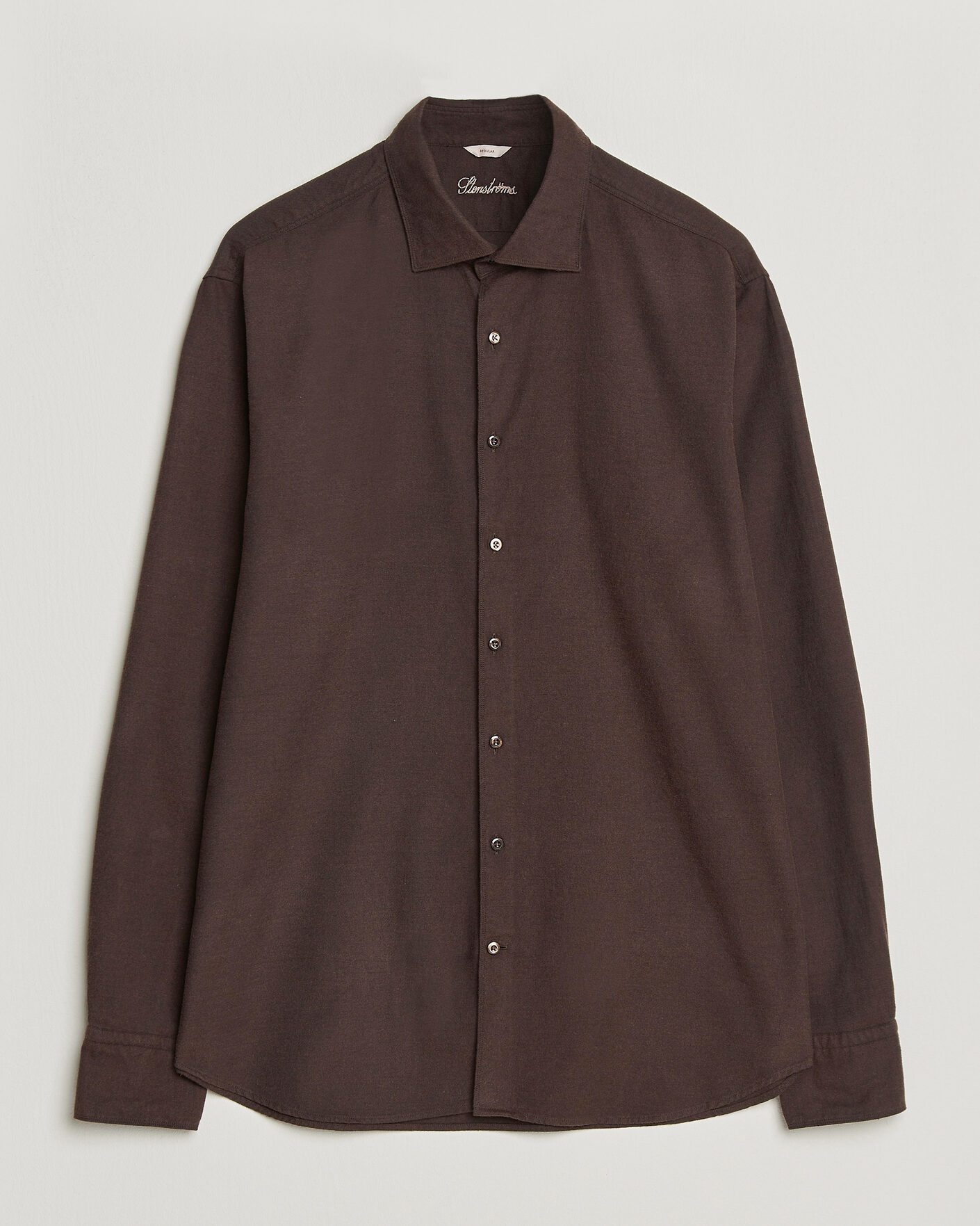 Mies | Kauluspaidat | Stenströms | Regular Fit Cut Away Flannel Shirt Brown