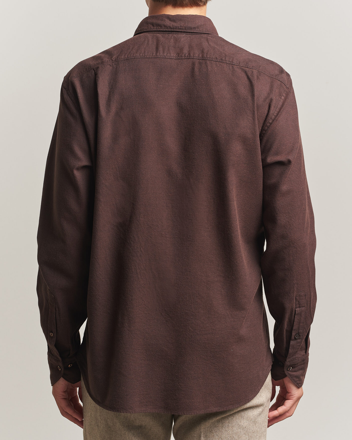 Mies | Kauluspaidat | Stenströms | Regular Fit Cut Away Flannel Shirt Brown