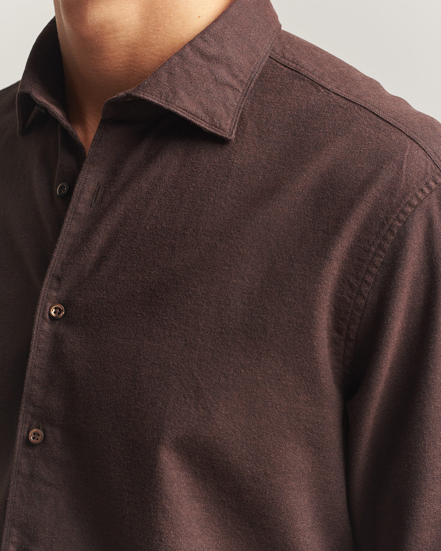 Mies | Kauluspaidat | Stenströms | Regular Fit Cut Away Flannel Shirt Brown
