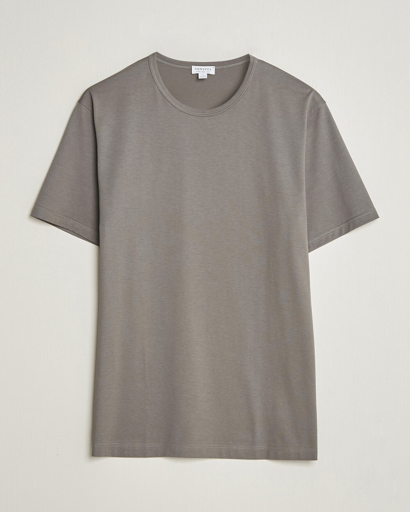 Mies | T-paidat | Sunspel | Crew Neck Q82 Cotton T-Shirt Smoke Grey