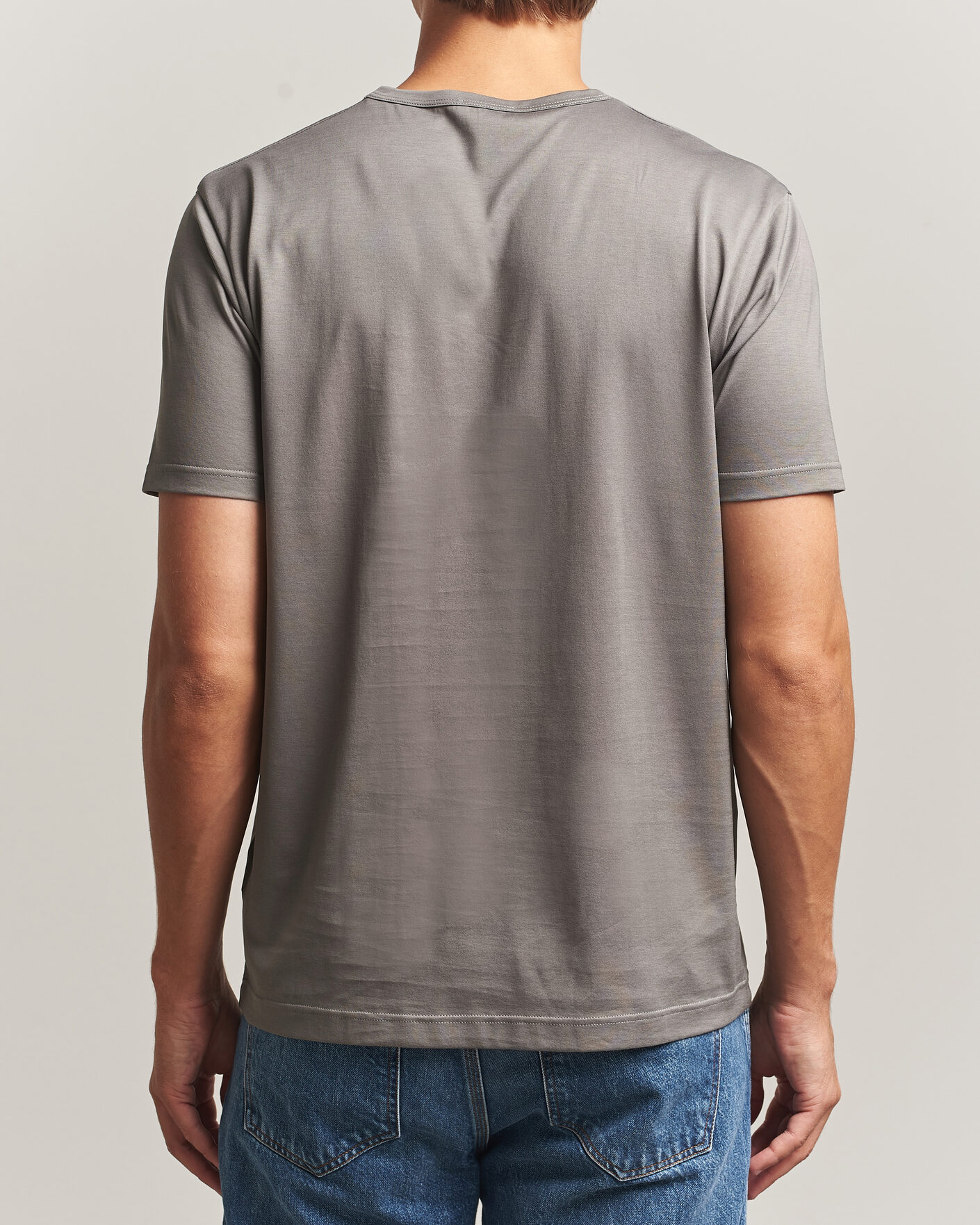 Mies | T-paidat | Sunspel | Crew Neck Q82 Cotton T-Shirt Smoke Grey