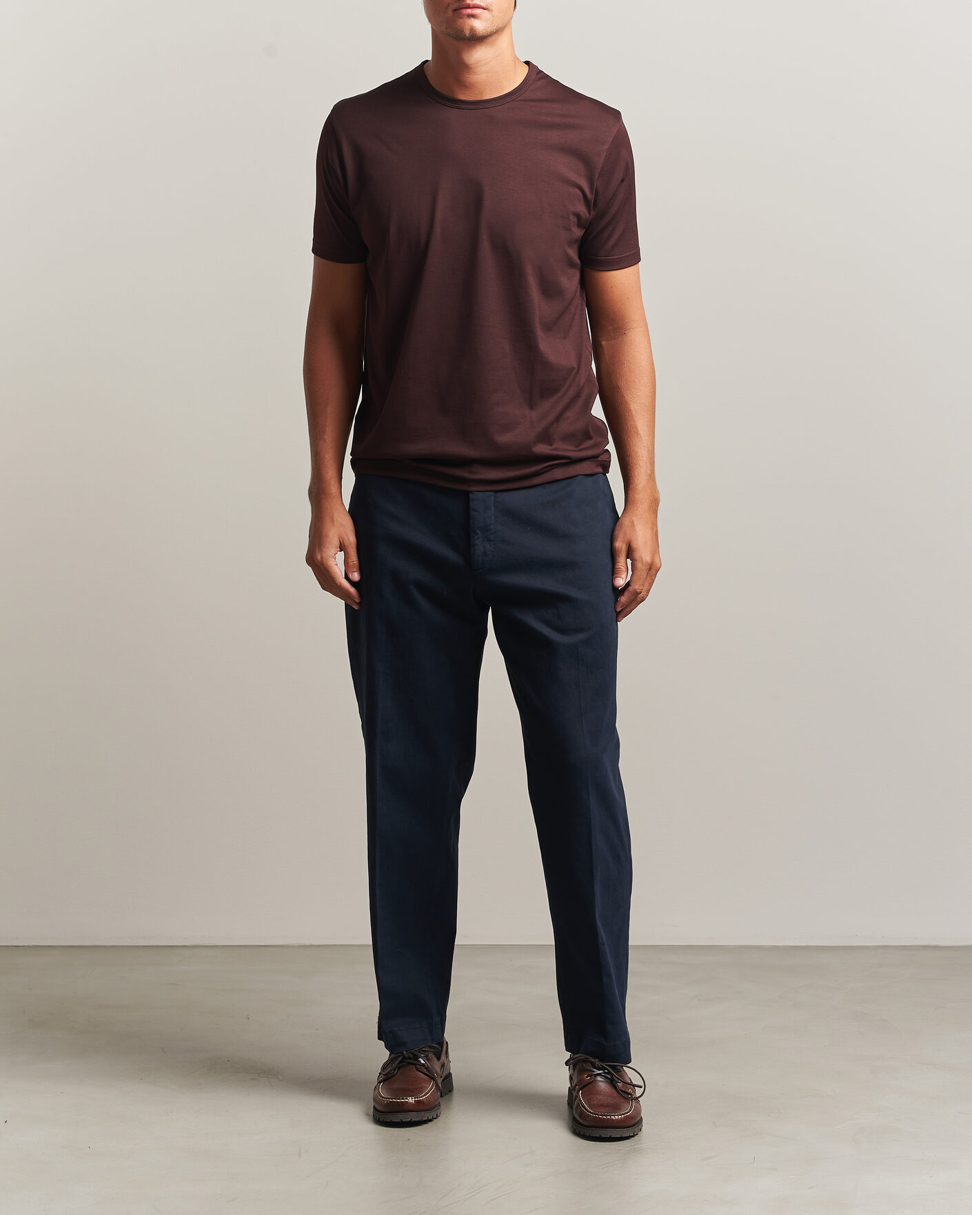 Mies | T-paidat | Sunspel | Crew Neck Q82 Cotton T-Shirt Dark Brown